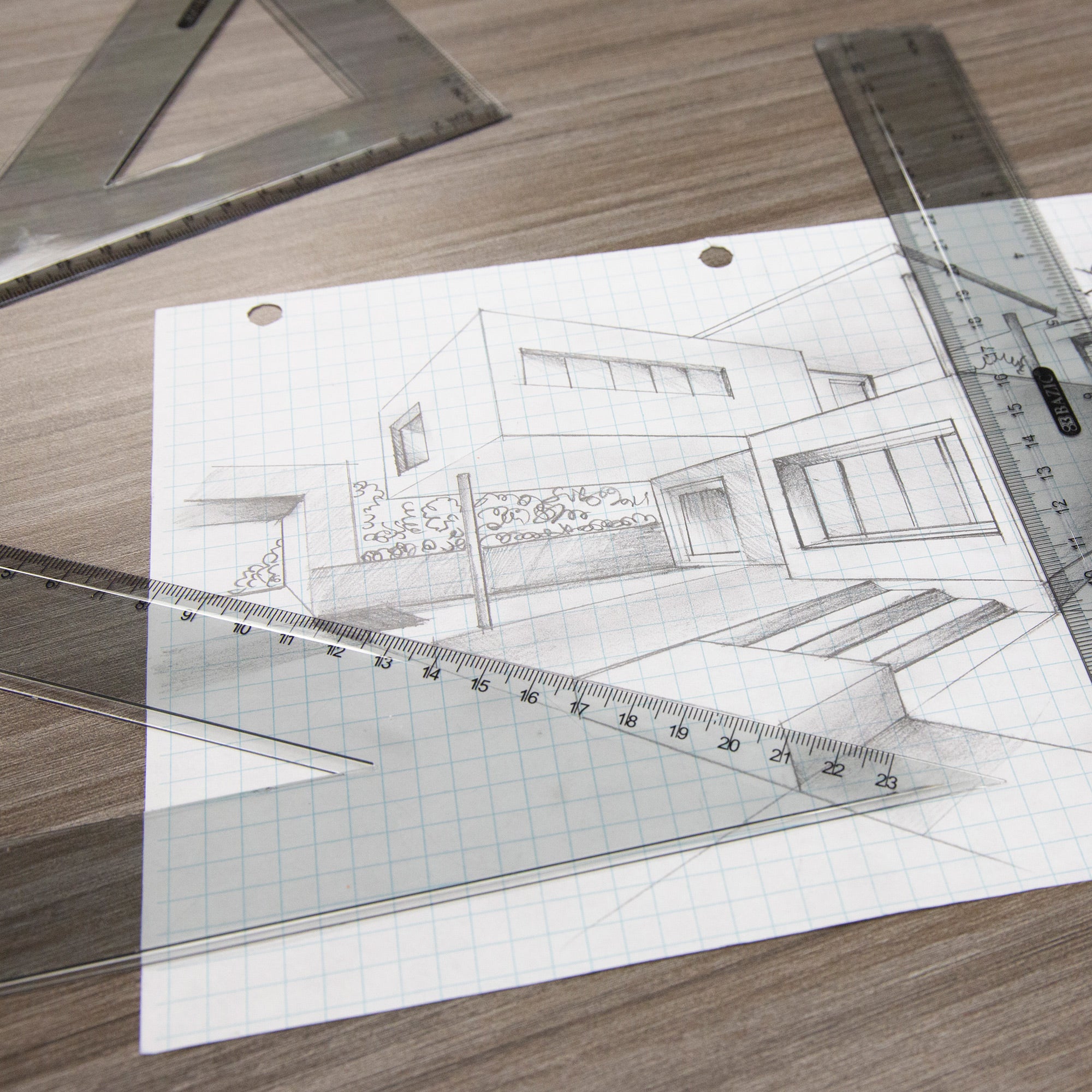 4-Piece Geometry Ruler Set, 12" Ruler
