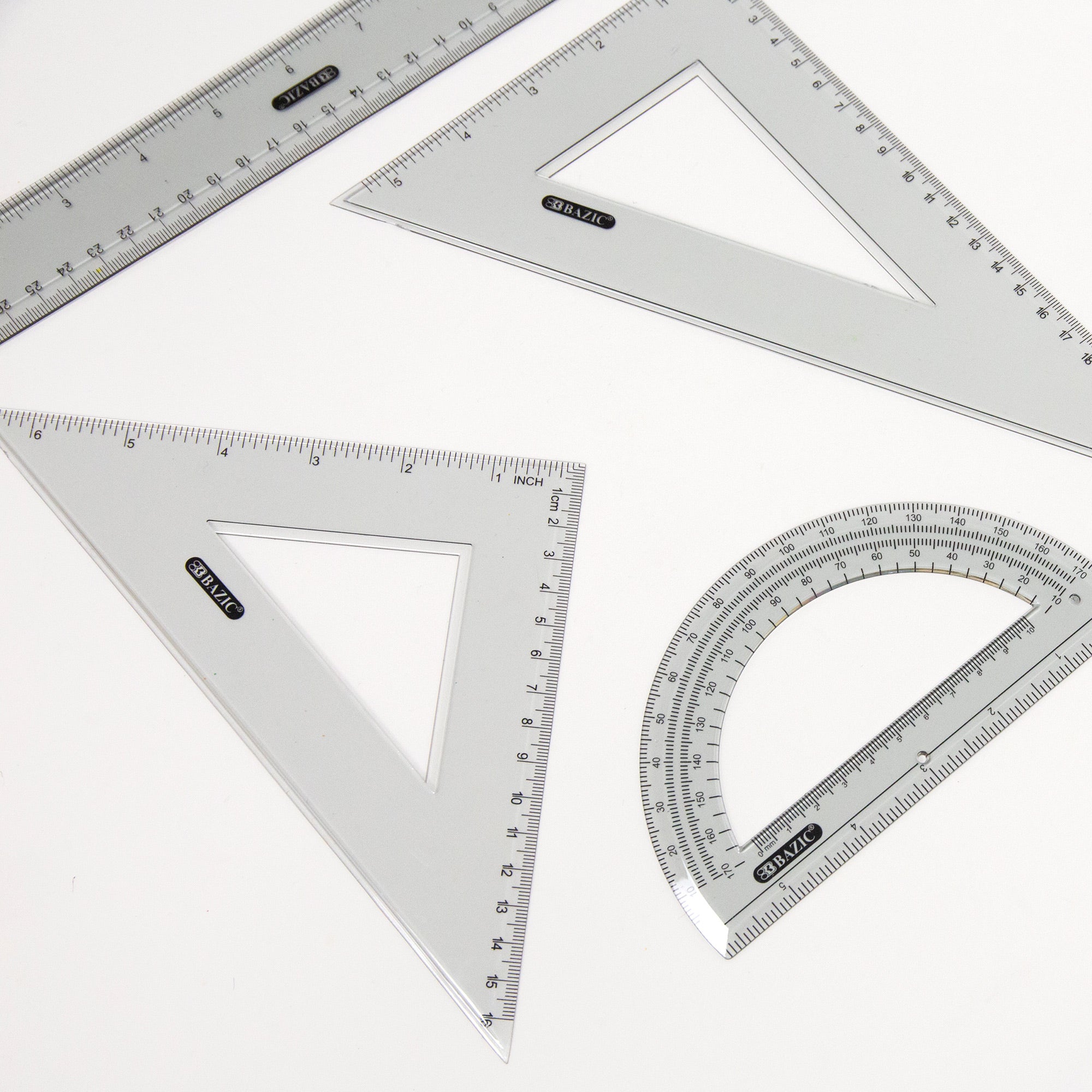 4-Piece Geometry Ruler Set, 12" Ruler