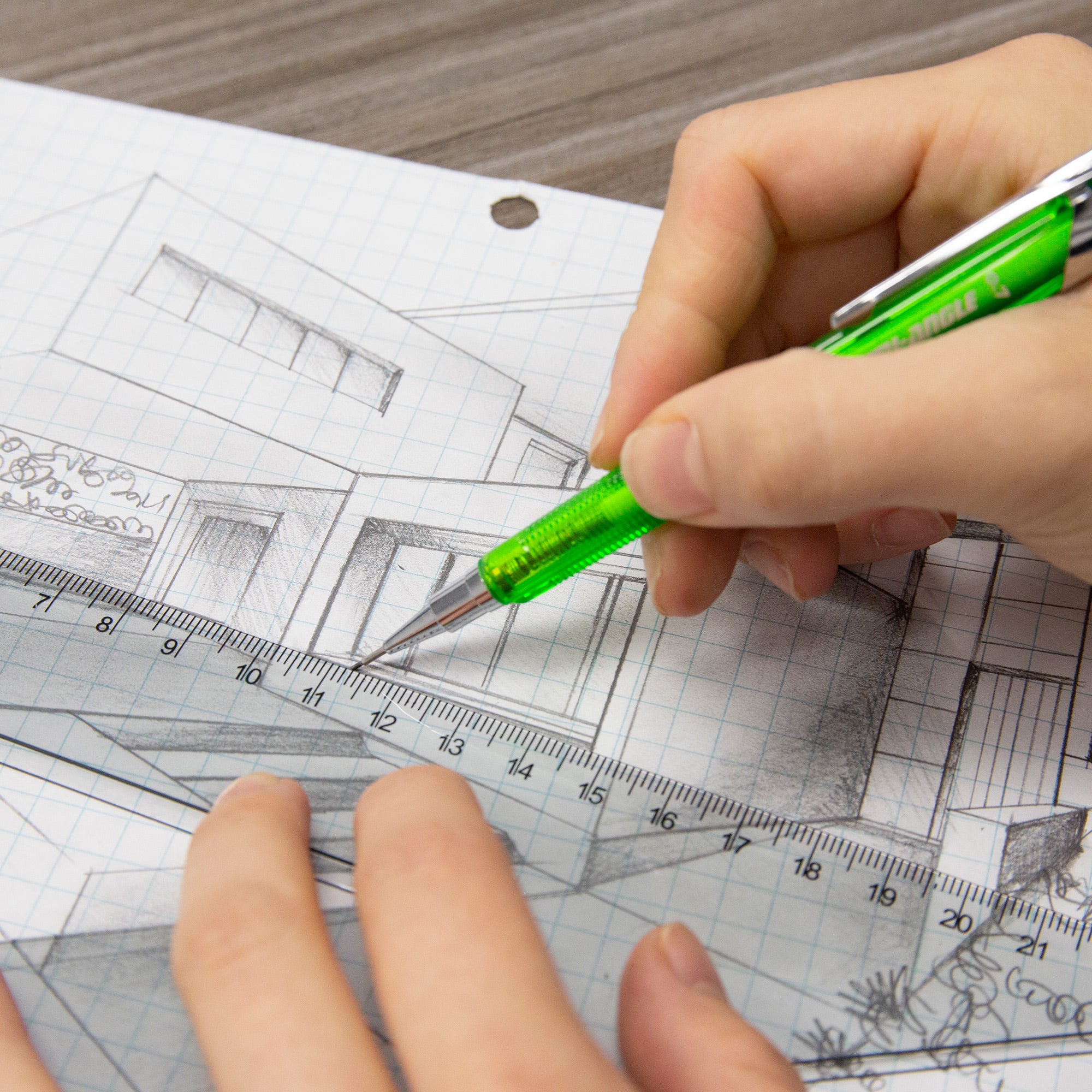 4-Piece Geometry Ruler Set, 12" Ruler