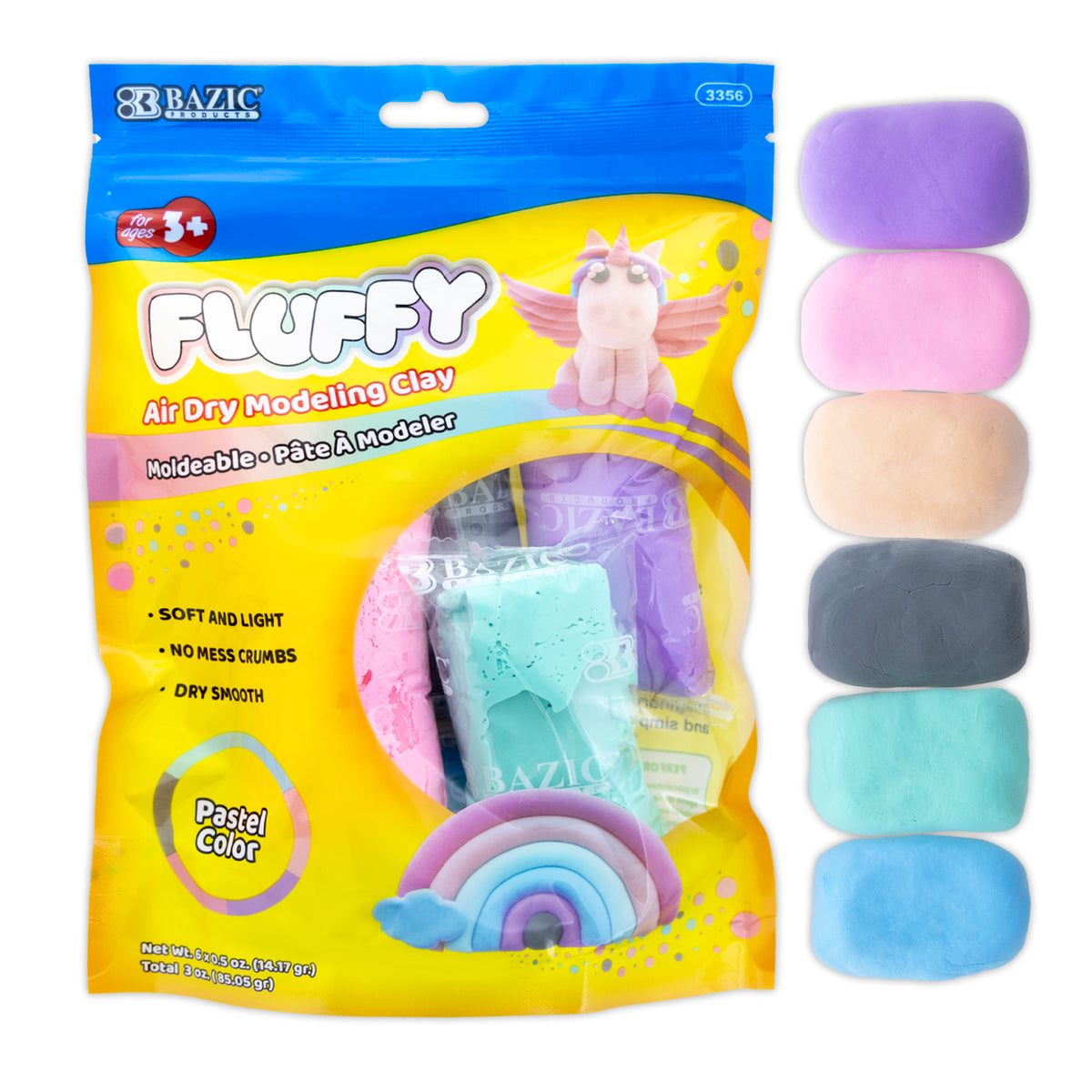 Pastel Color Air Dry Modeling Clay, 6 Colors, 0.5 oz