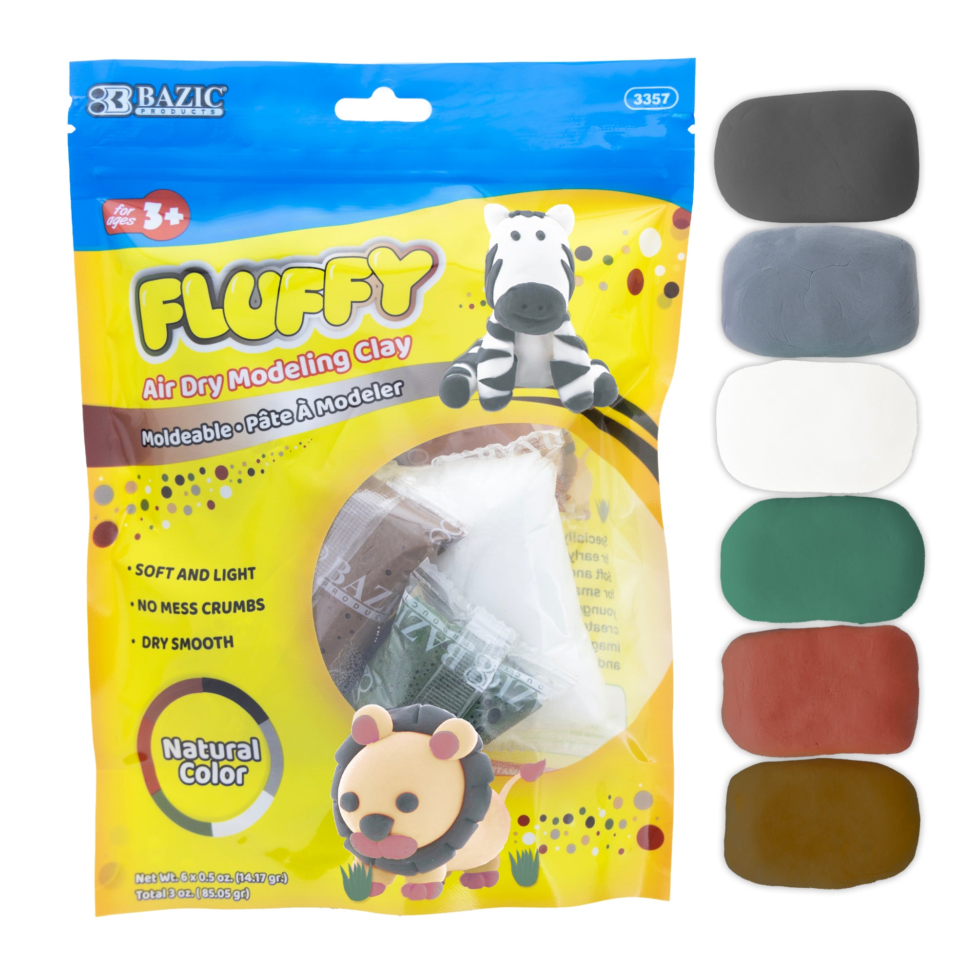 6 Natural/Earth Color Air Dry Clay, 0.5 oz Each