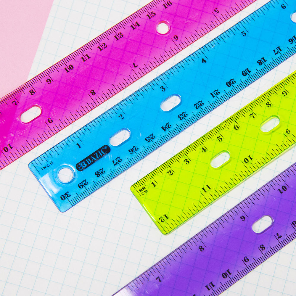 Jeweltones Ruler, 12", 4-Pack