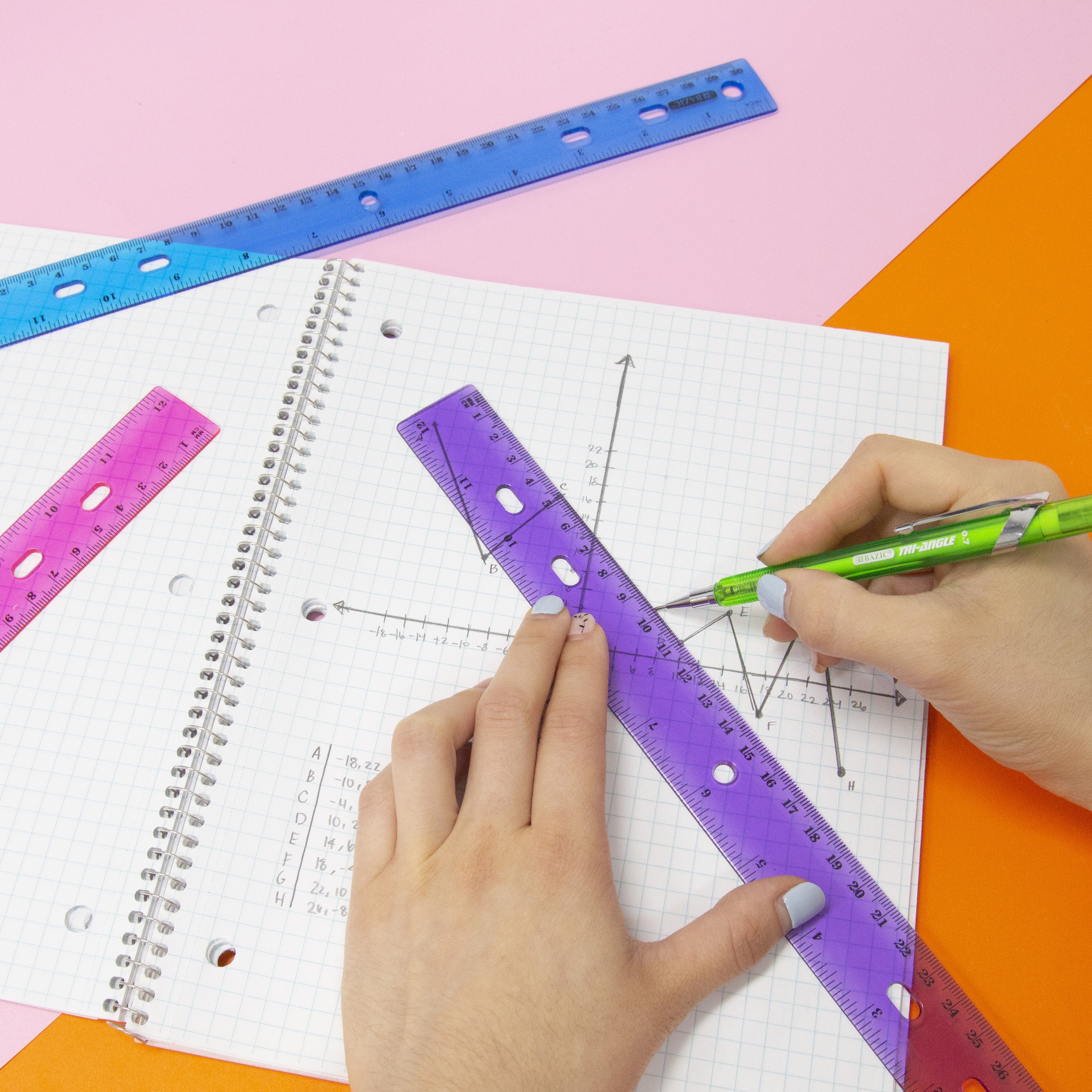 Jeweltones Ruler, 12", 4-Pack