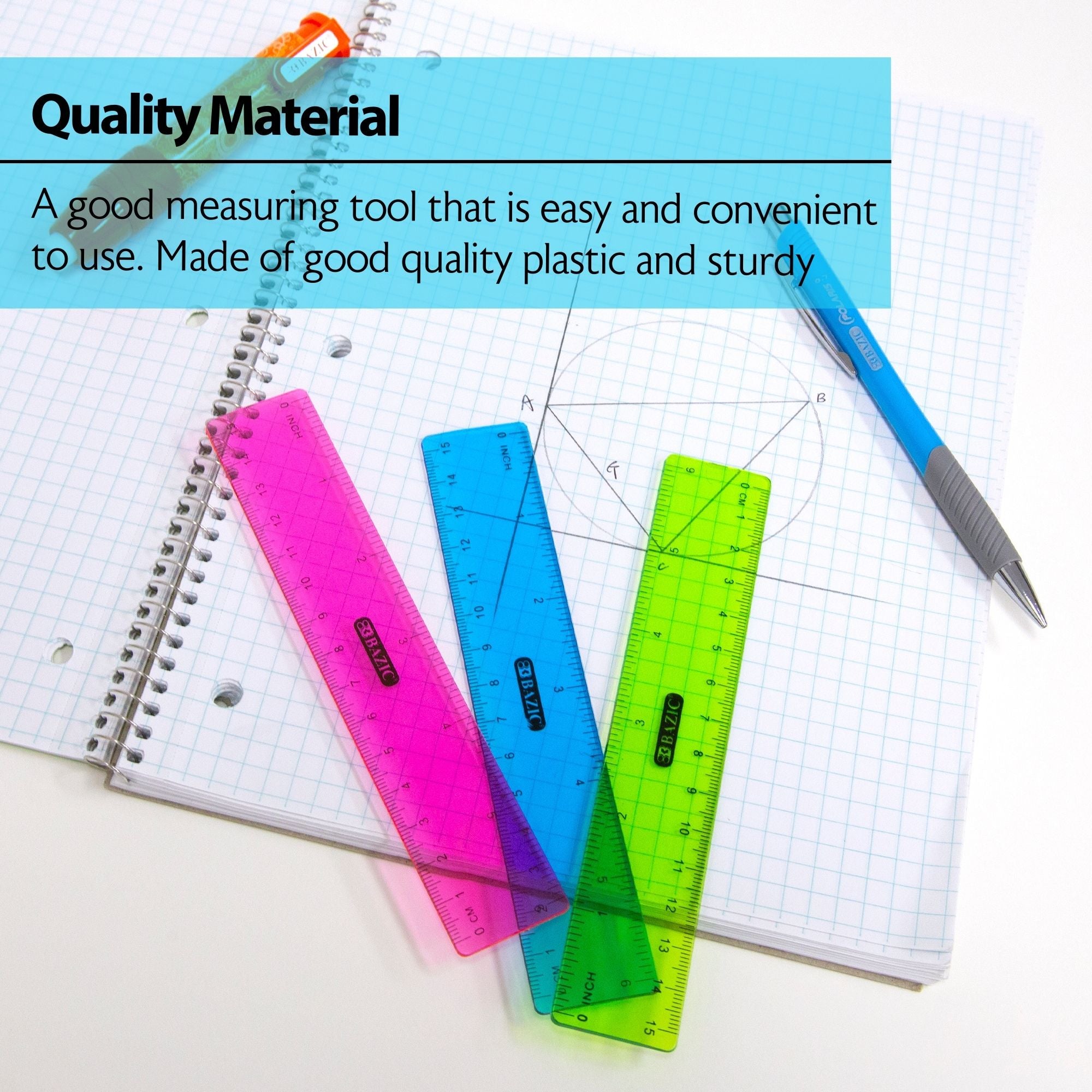 6" (15cm) Plastic Ruler (3/Pack)