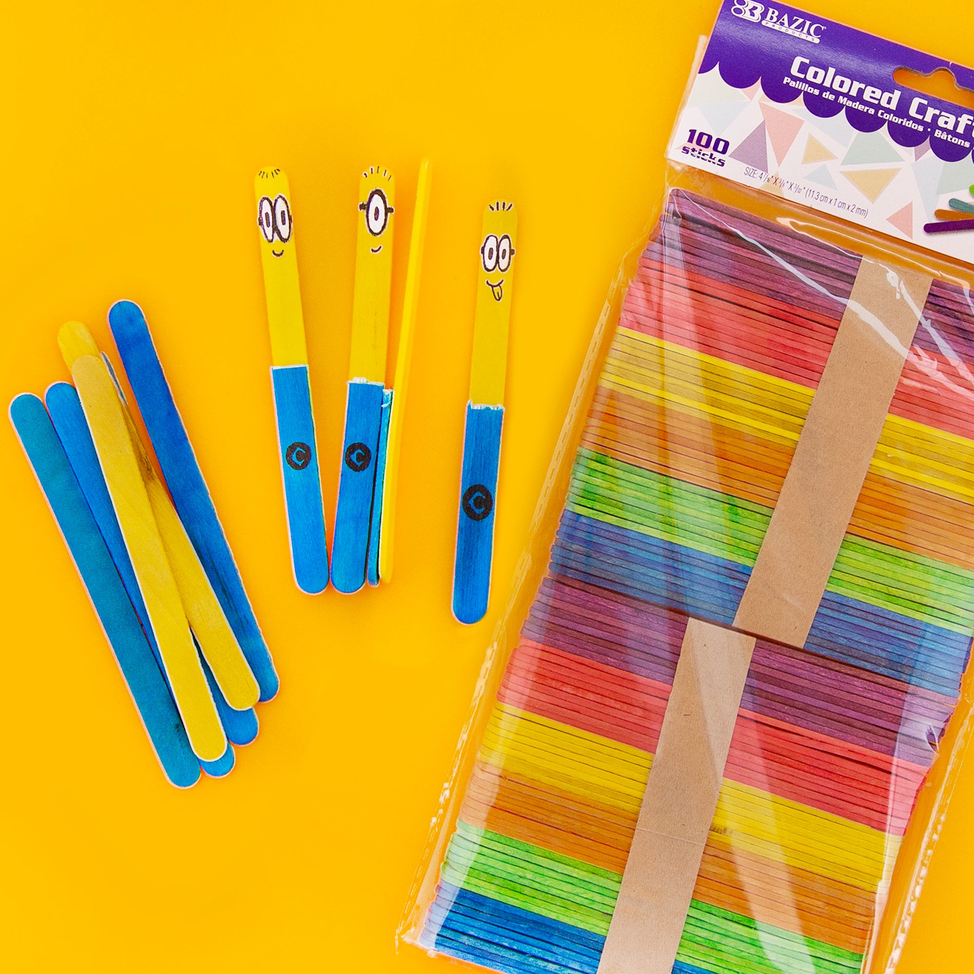 Colored Craft Sticks, 100 Count
