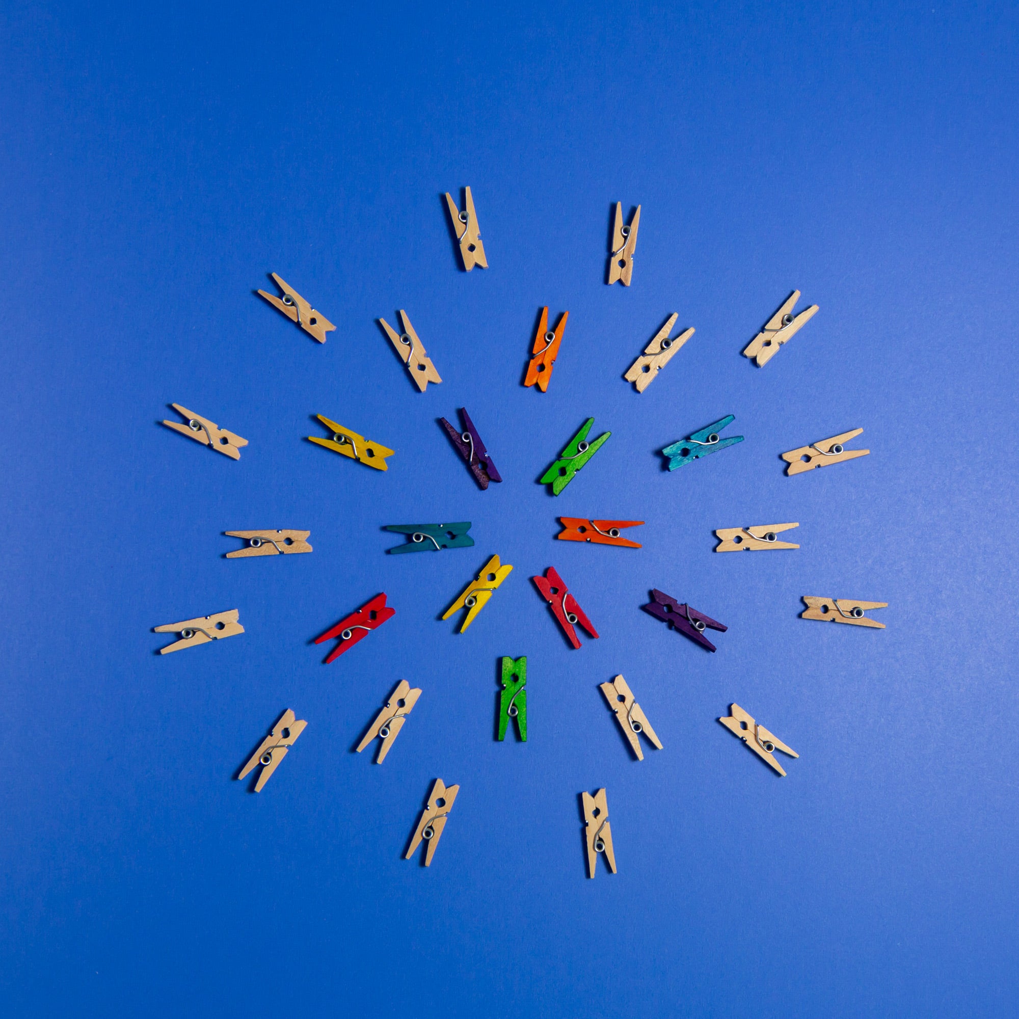 Mini Colored Clothespins, 50 Wood Clothes Pins, 1 Inch