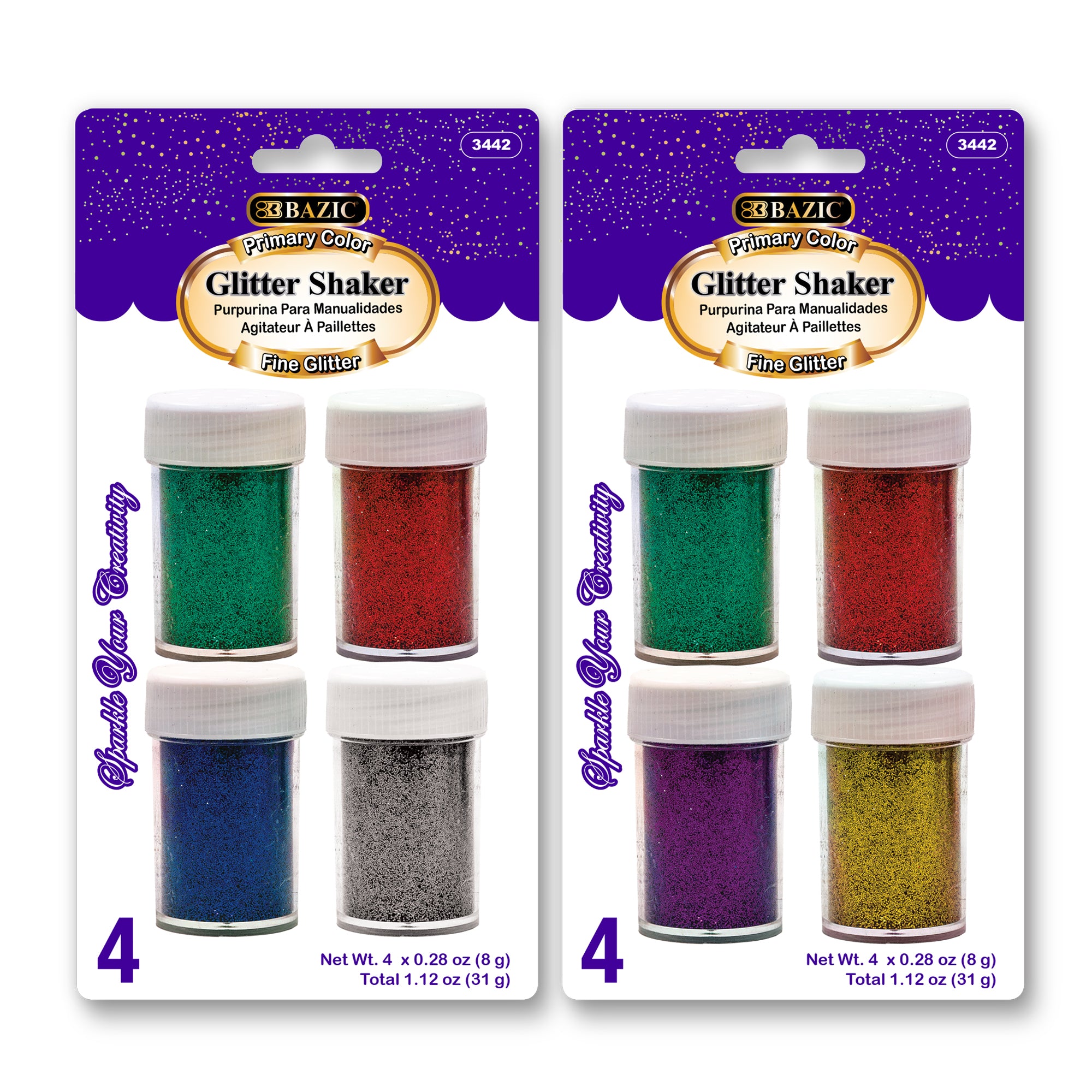 4 Primary Colors Glitter Shakers, 0.28 oz