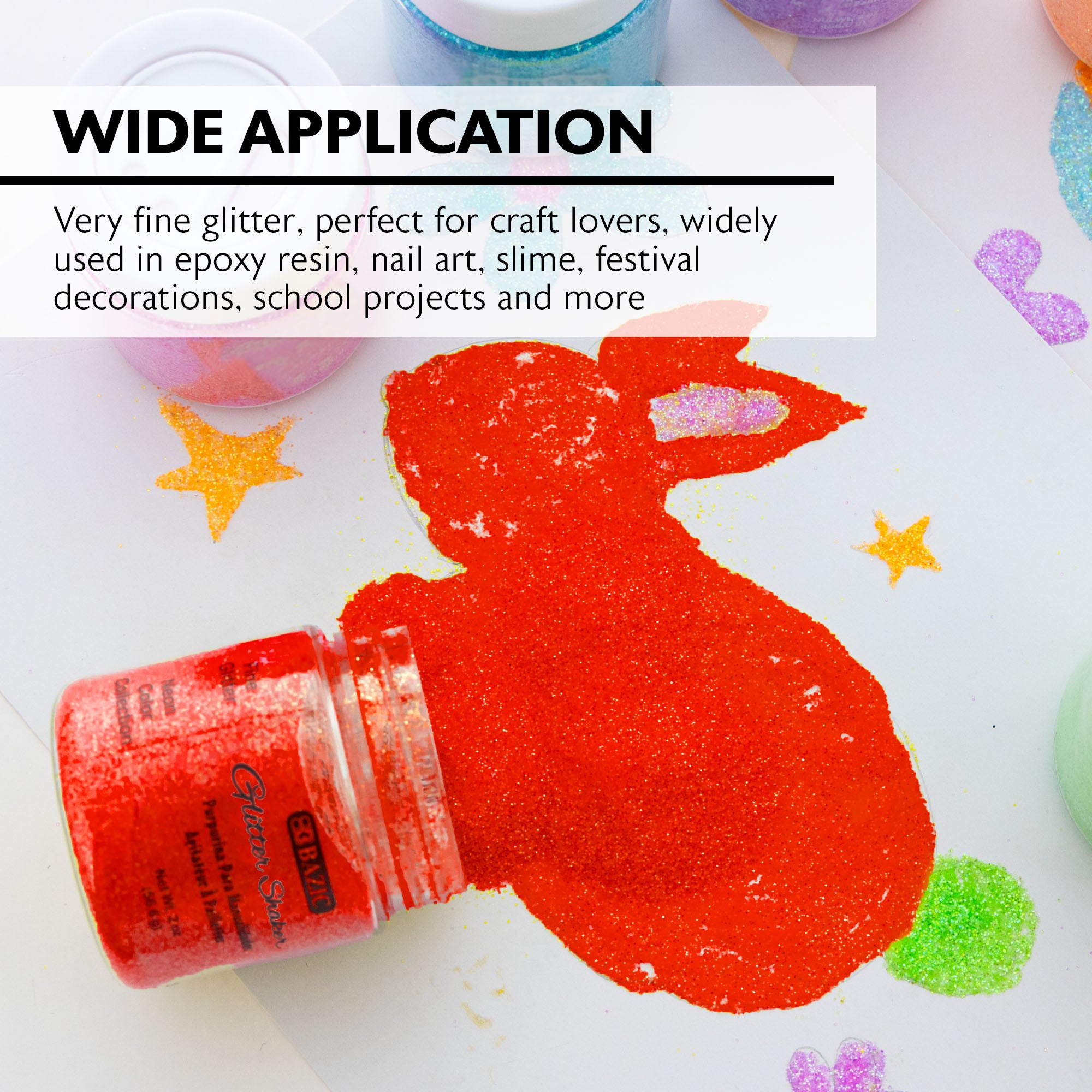 Primary Color Glitter Shakers, 2 oz, for Crafts DIY School
