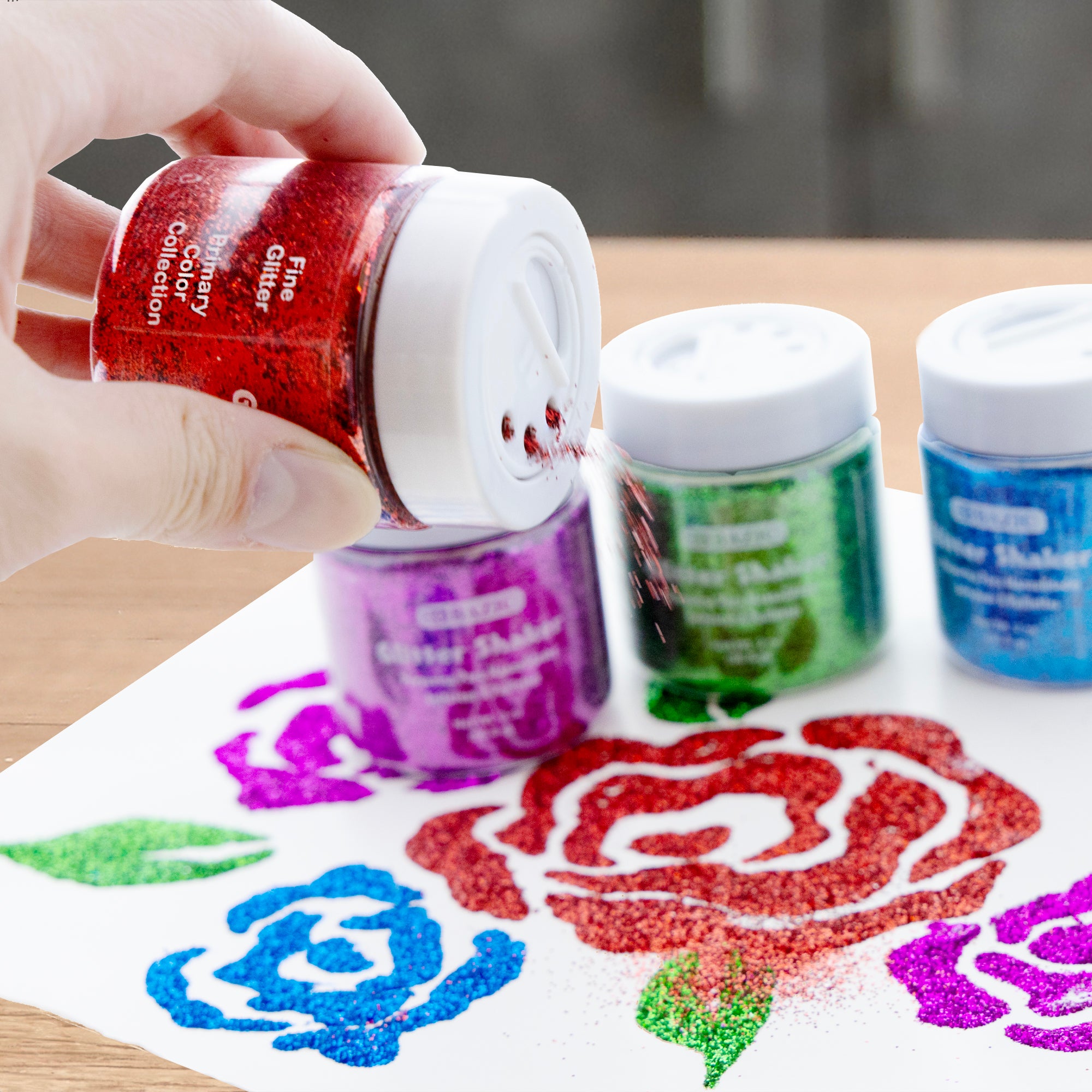 Primary Color Glitter Shakers, 2 oz, for Crafts DIY School