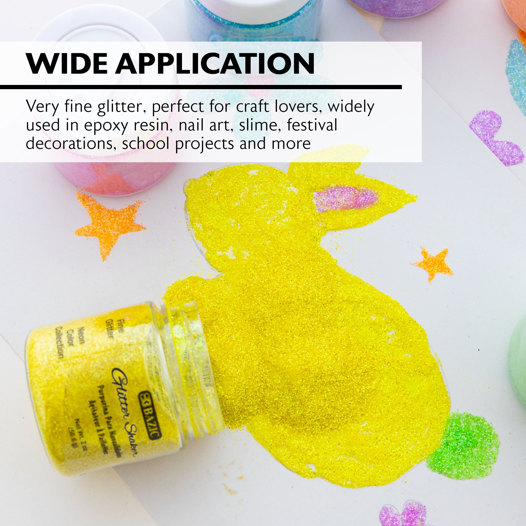 Neon Color Glitter Shakers, 2 oz, for Crafts DIY School