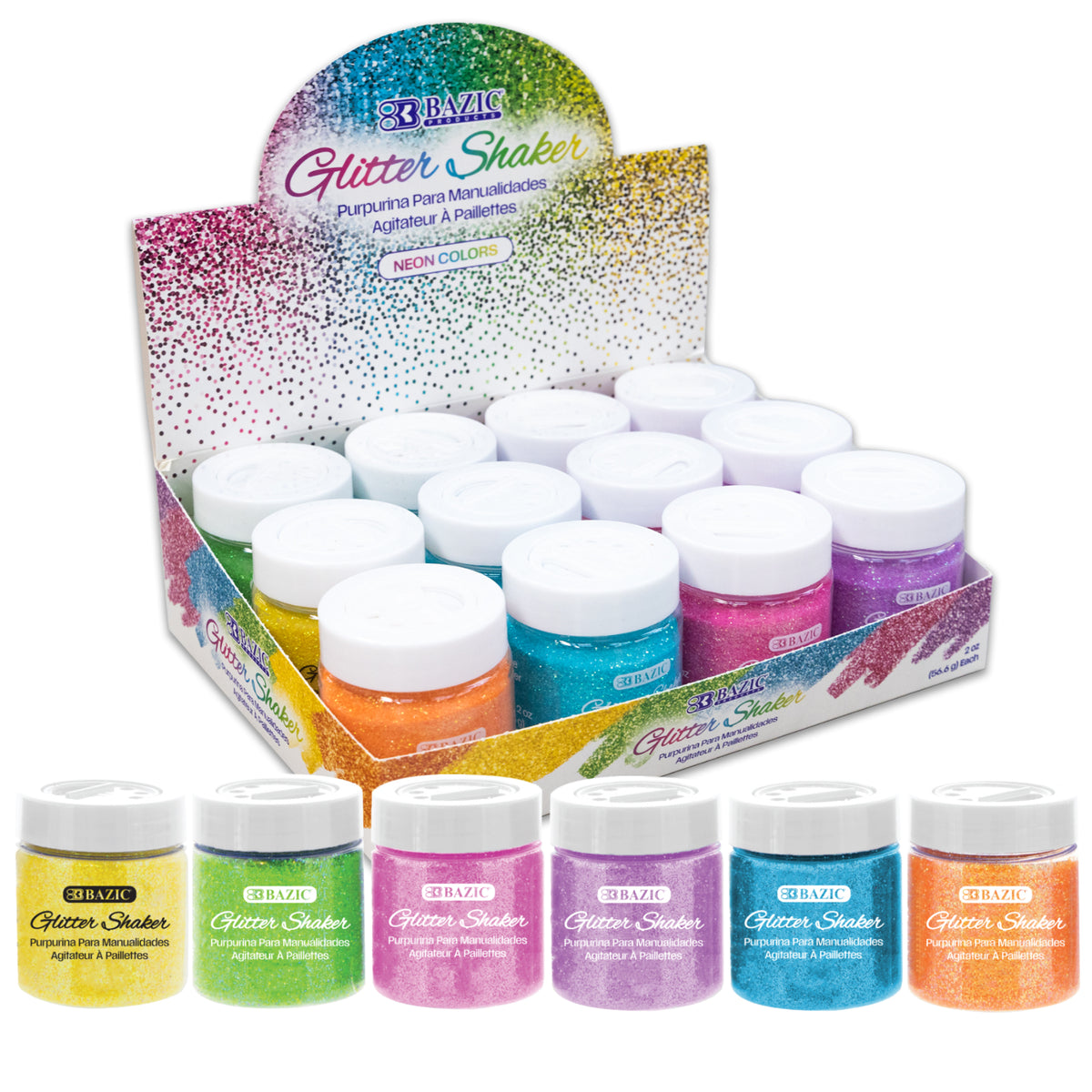 BAZIC Neon Glitter Shaker, 2 oz