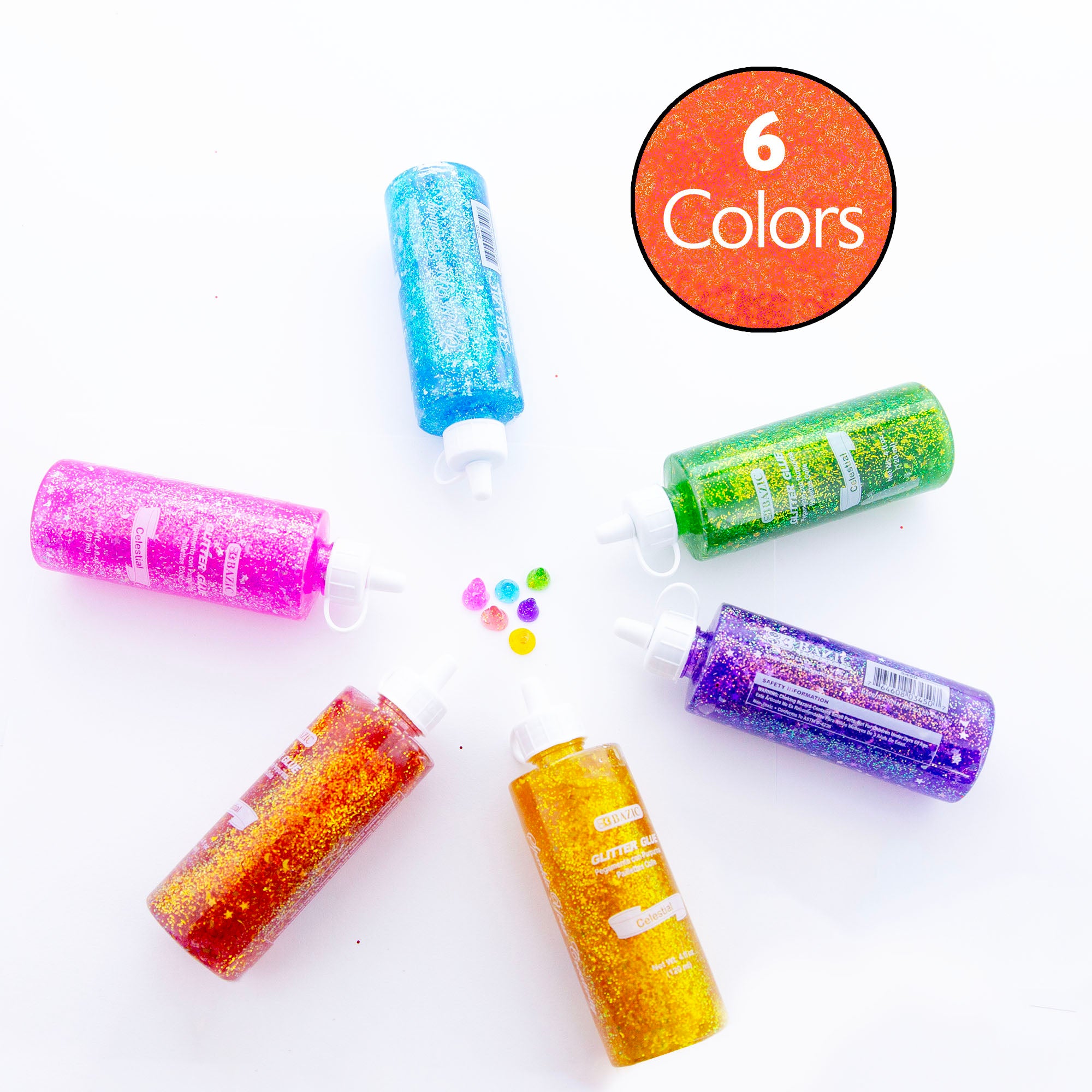 6 Celestial Colors Glitter Glue, 4 fl oz