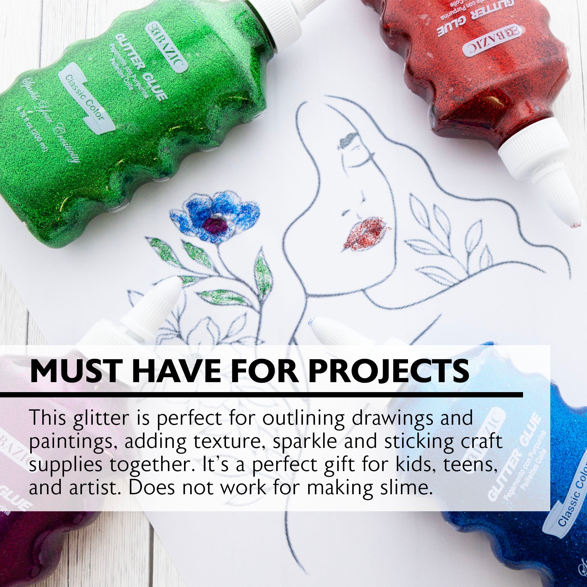 6.76 FL OZ (200 mL) Classic Color Glitter Glue