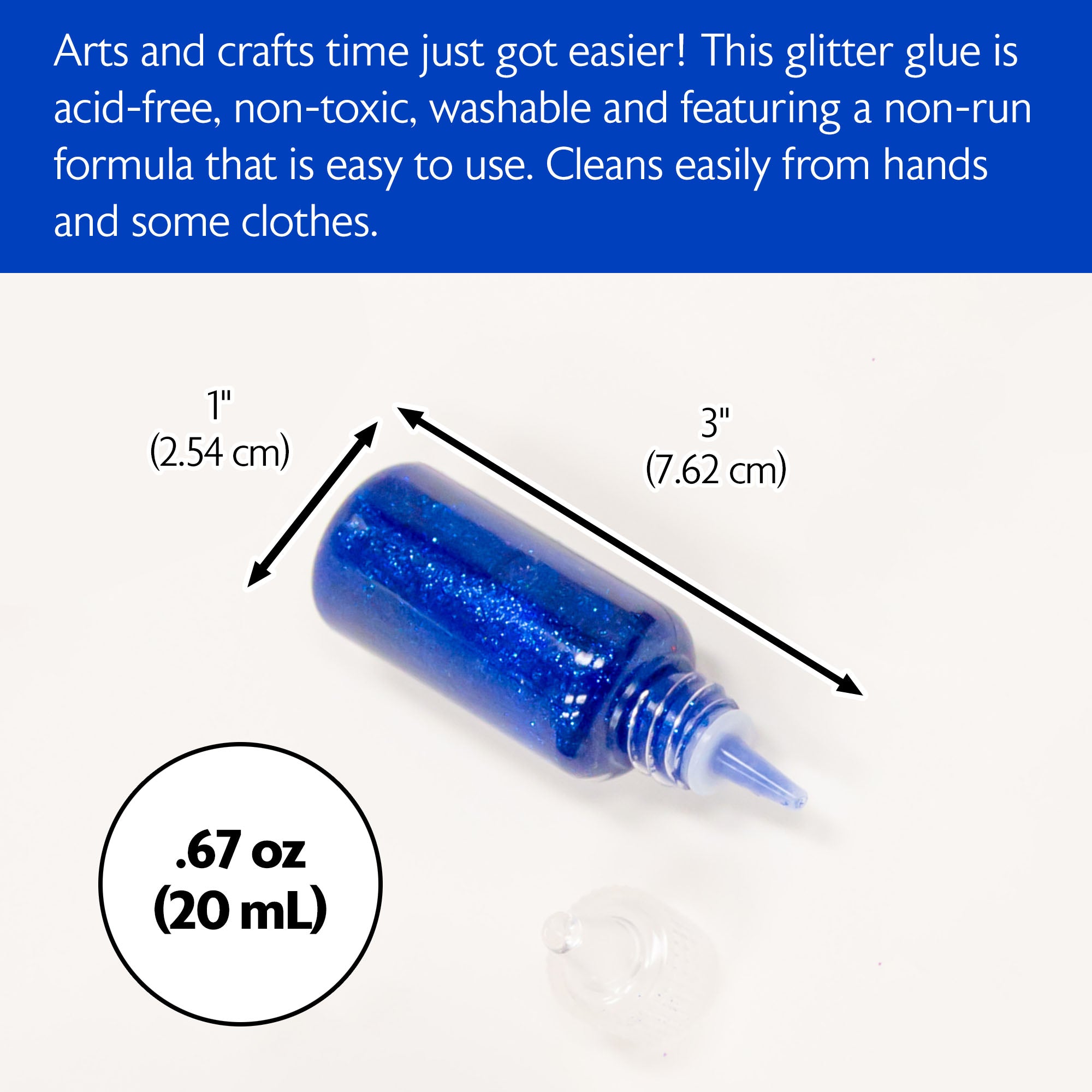 Glitter Glue, 6 Classic Colors, Washable