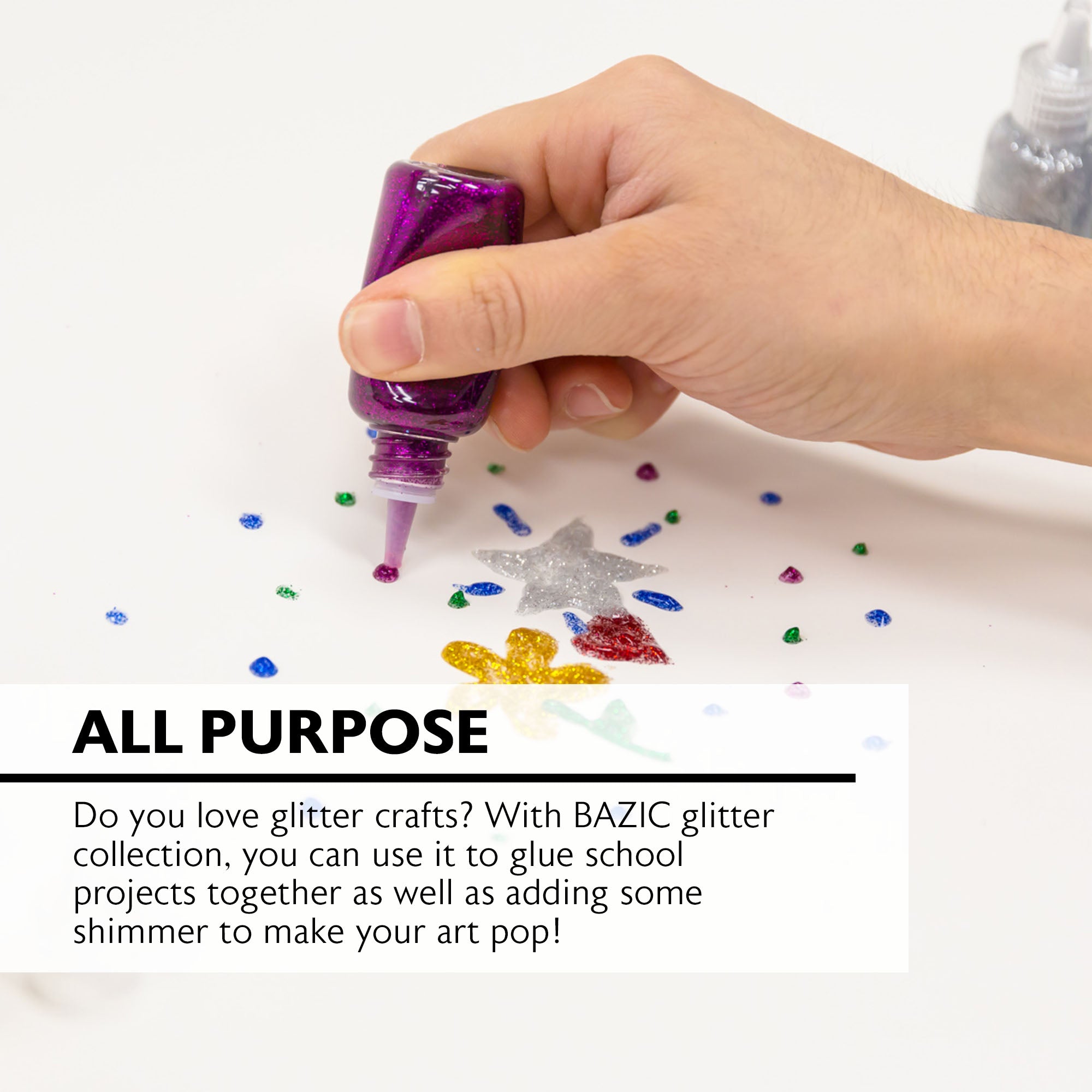 6 Classic Colors Glitter Glue, 0.67 fl oz