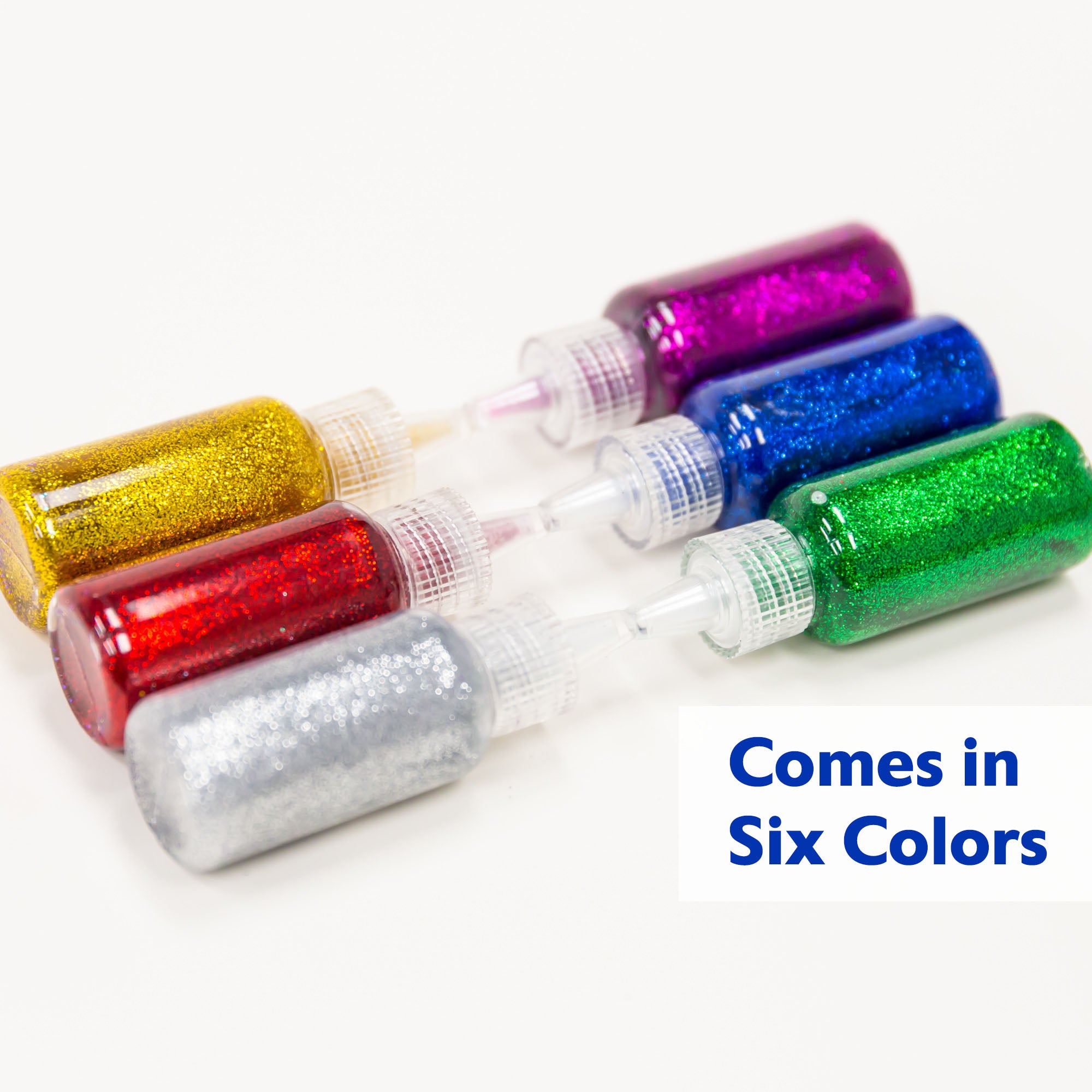 6 Classic Colors Glitter Glue, 0.67 fl oz