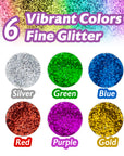 0.25 oz (7g) 6 Primary Color Glitter Shaker