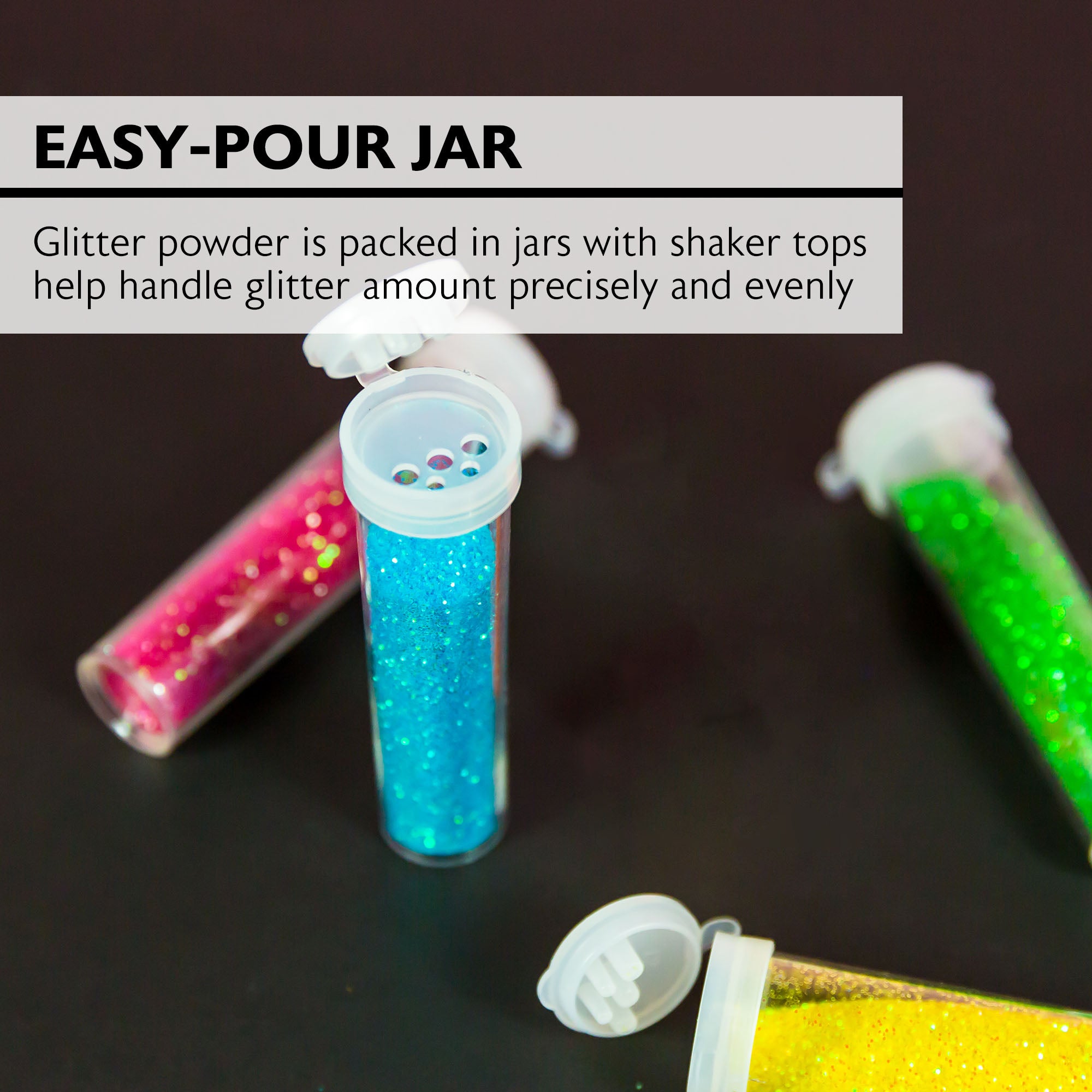 5 Neon Colors Glitter Shakers, 0.21 oz, Fine Craft Glitter