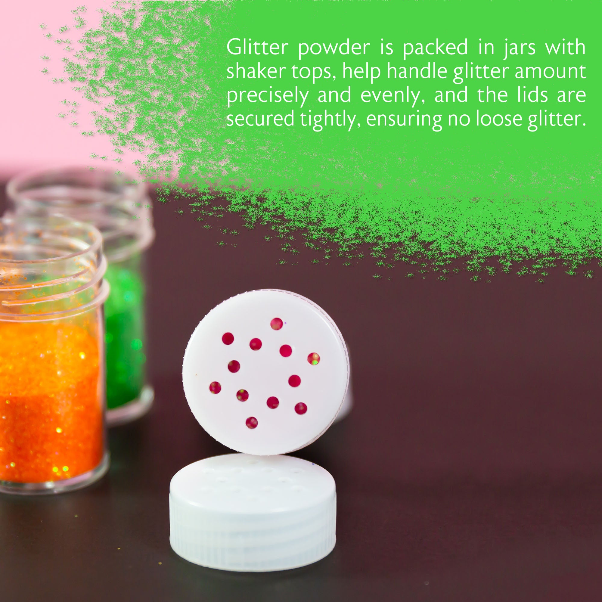 4 Neon Colors Glitter Shakers, 0.28 oz, Fine Craft Glitter