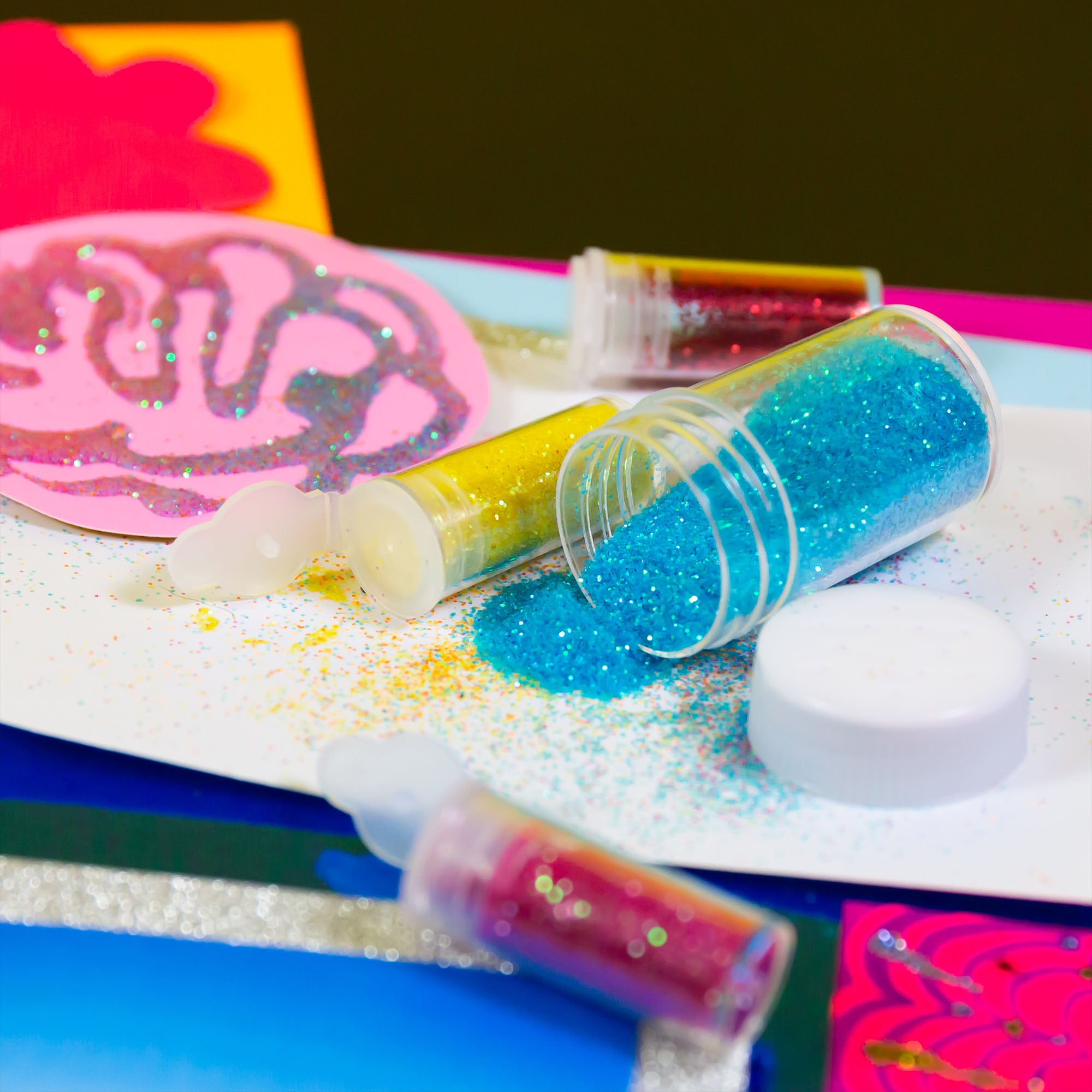 4 Neon Colors Glitter Shakers, 0.28 oz, Fine Craft Glitter