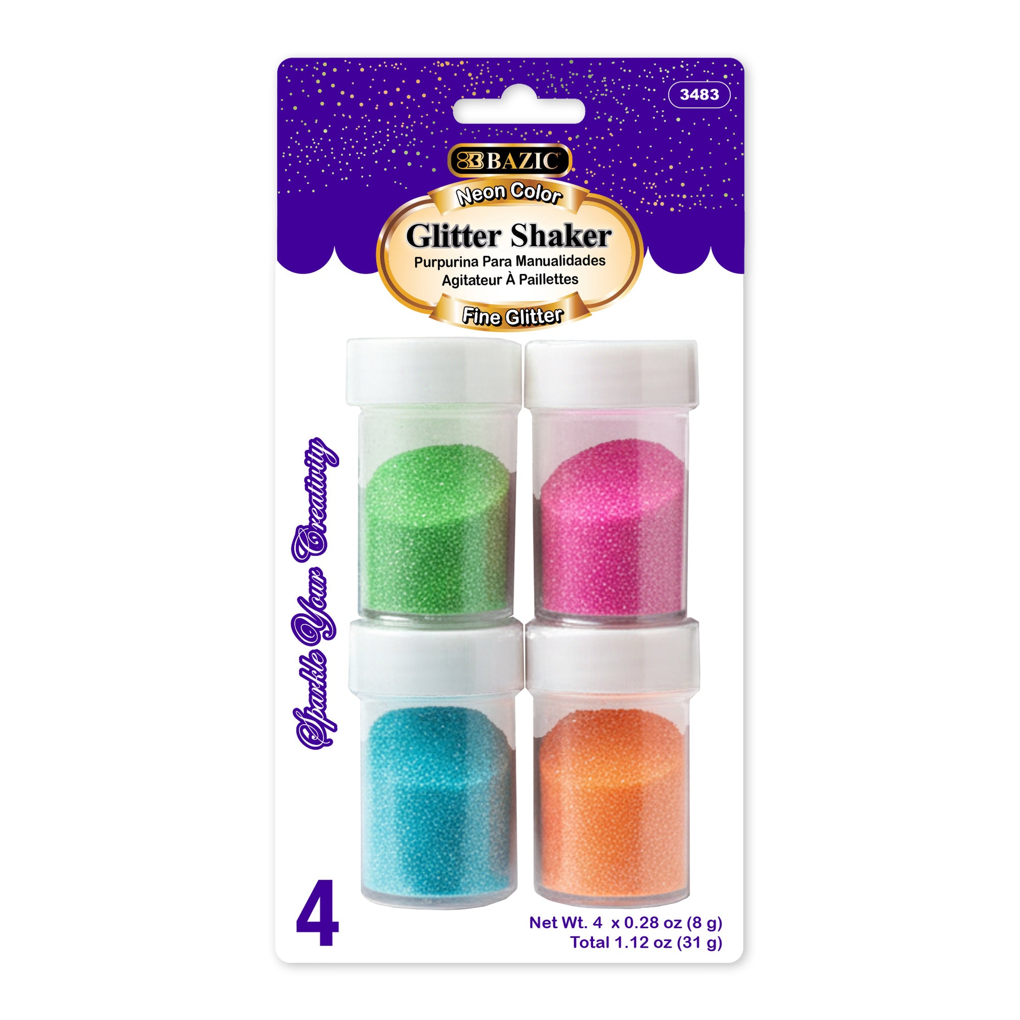 0.28 oz (8g) 4 Neon Color Glitter Shaker