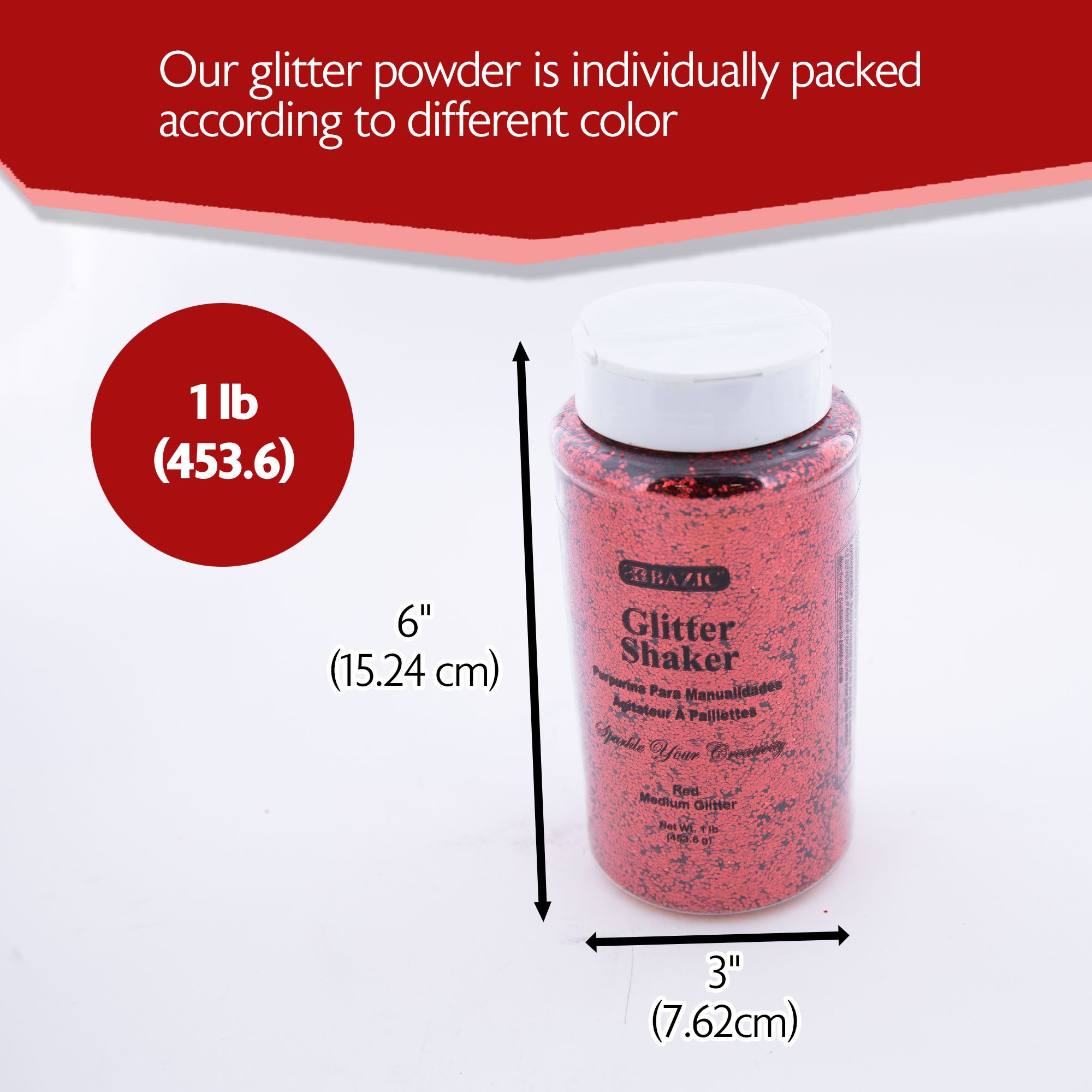 Red Craft Glitter, 1 lb, Fine to Medium