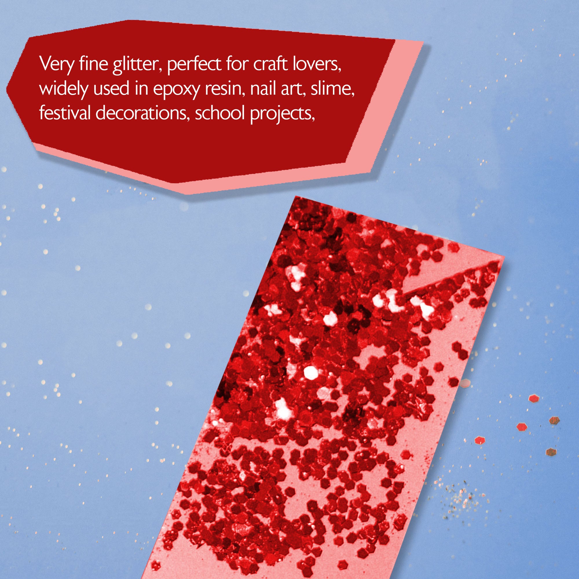 Red Craft Glitter, 1 lb, Fine to Medium