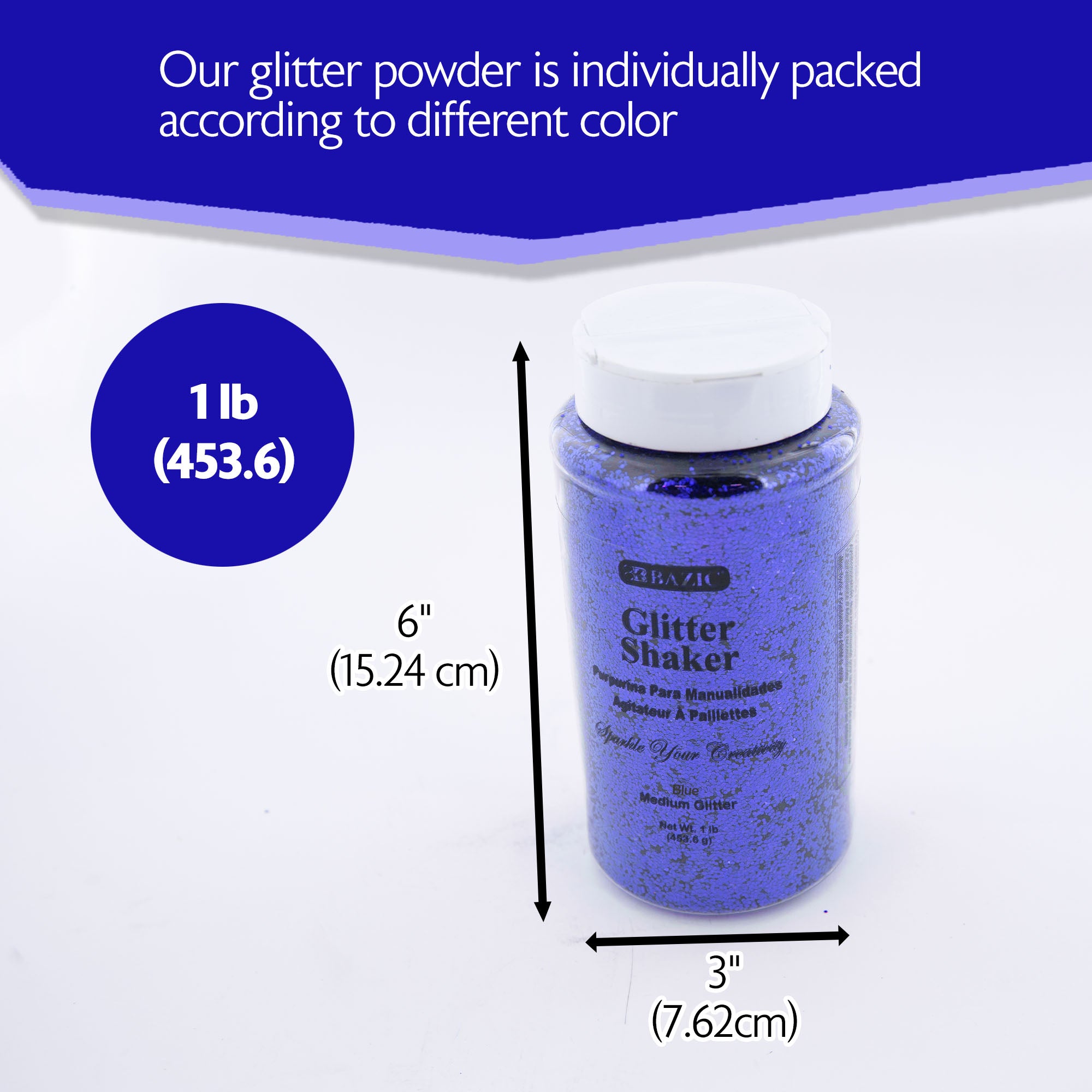 Blue Craft Glitter, 1 lb, Fine to Medium