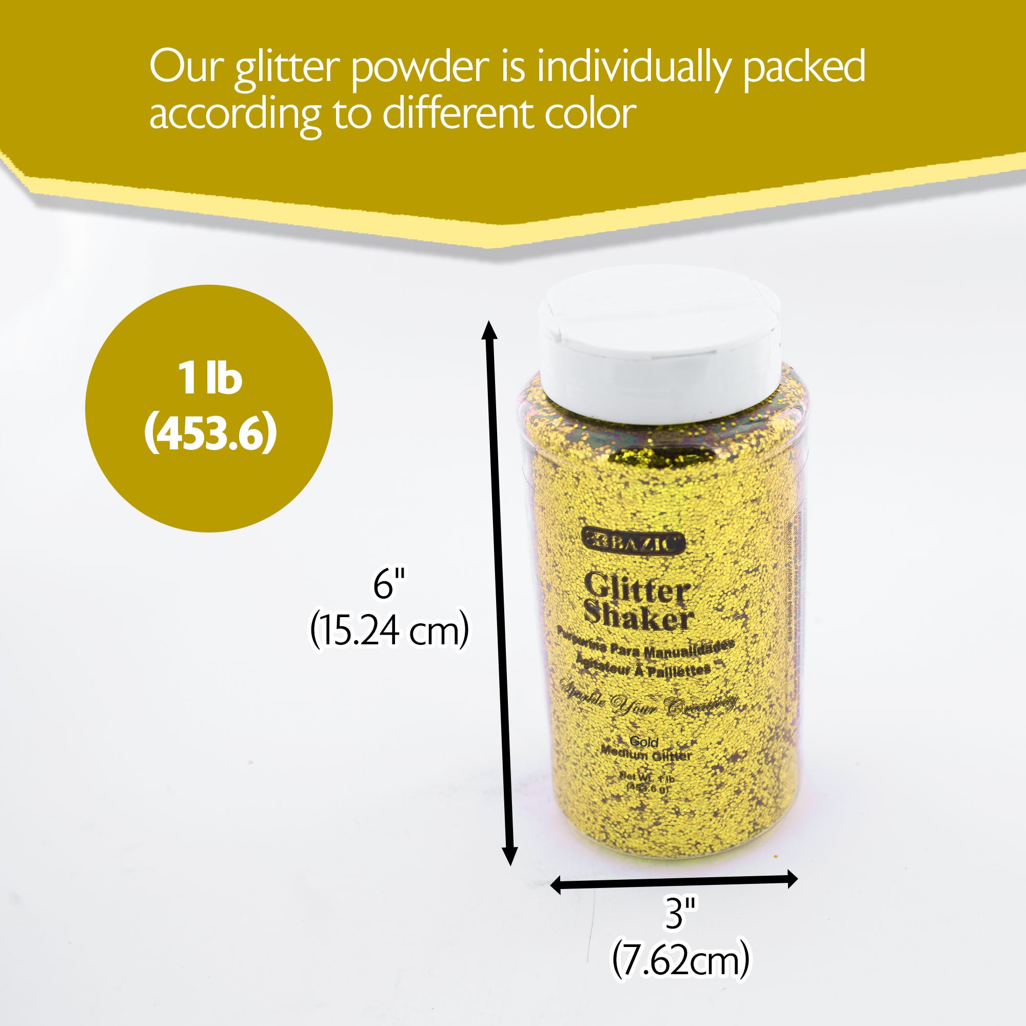 Gold Craft Glitter, 1 lb, Fine to Medium