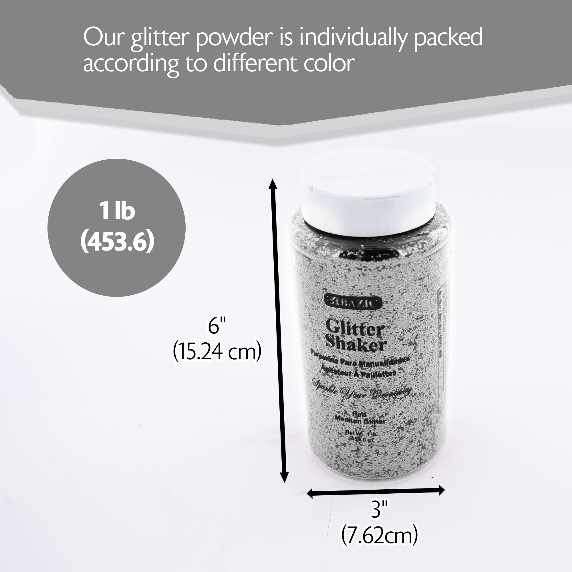 Silver Craft Glitter, 1 lb, Fine to Medium