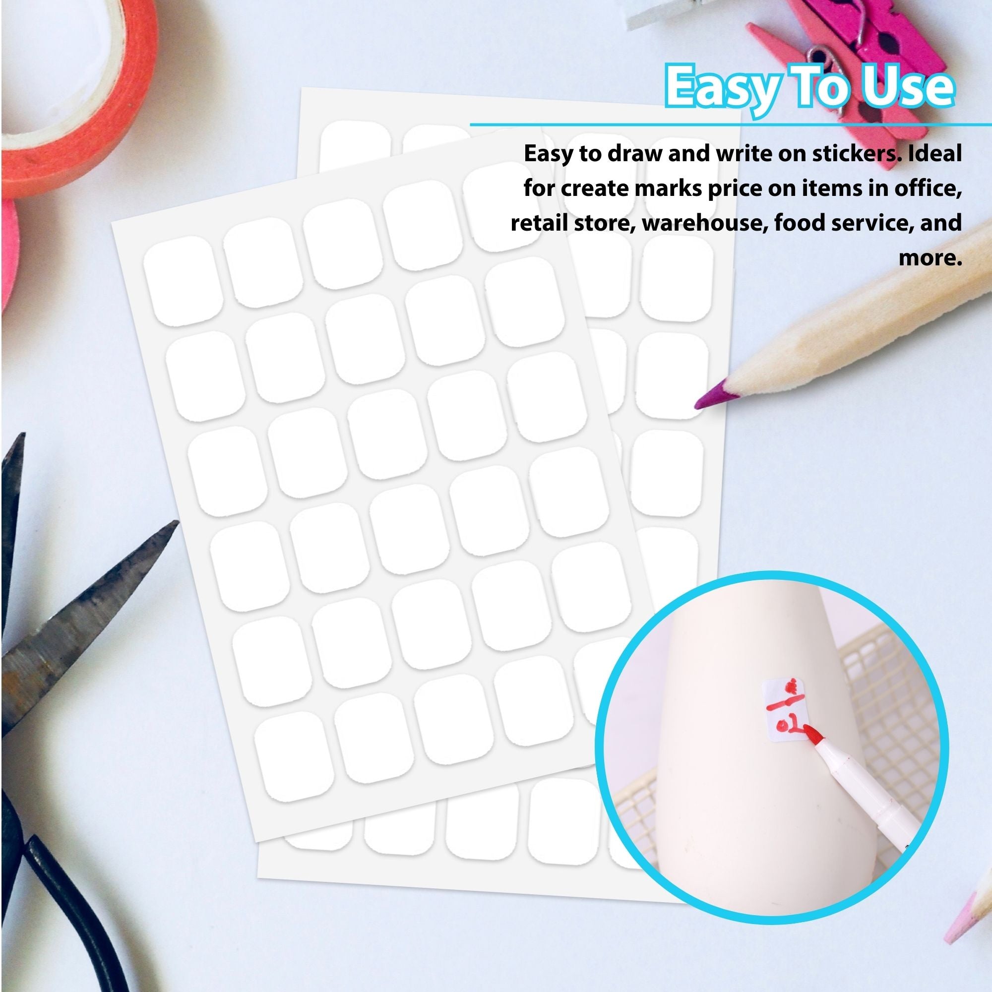 White Multipurpose Labels, 510 Pack, 1/2 x 3/4 in
