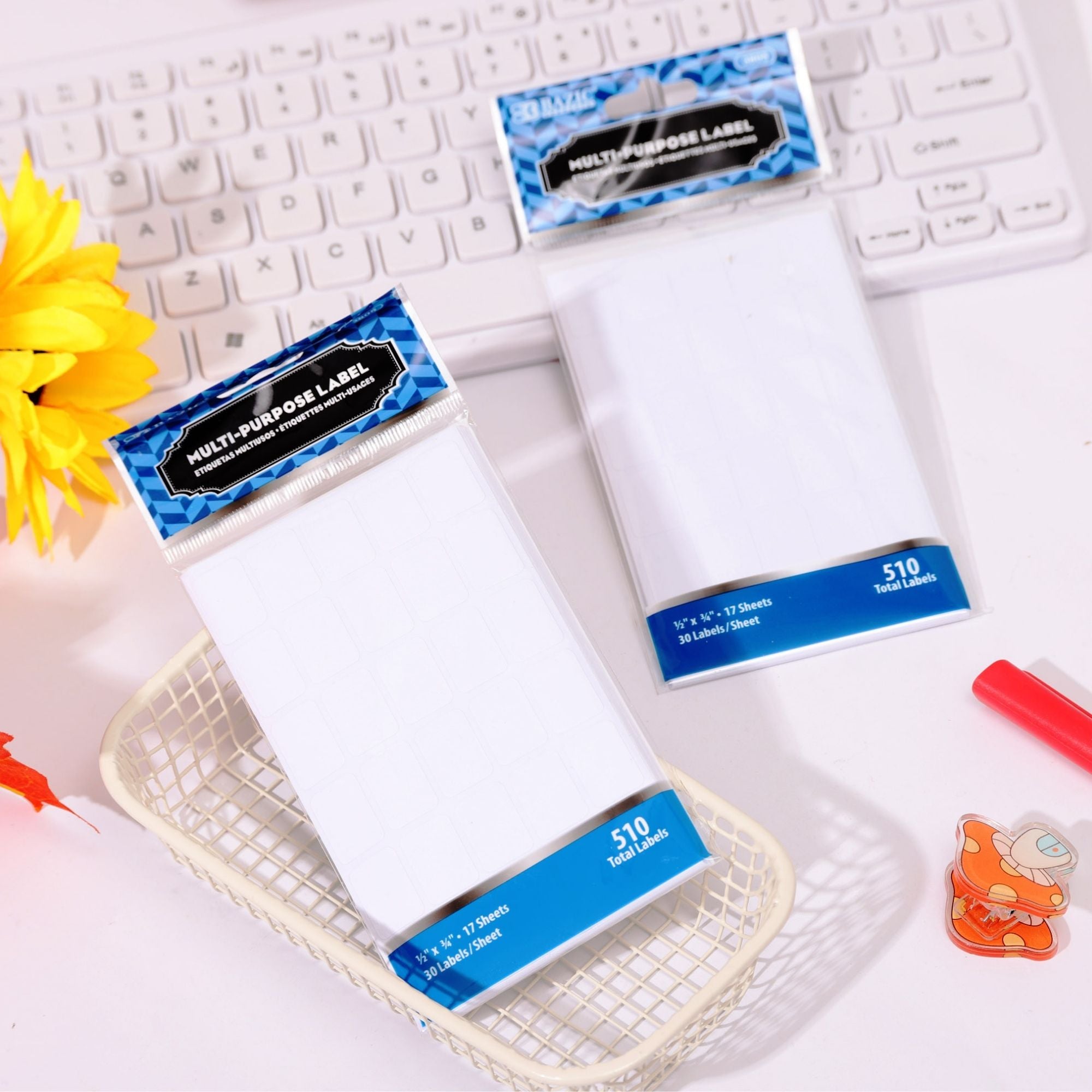 White Multipurpose Labels, 510 Pack, 1/2 x 3/4 in