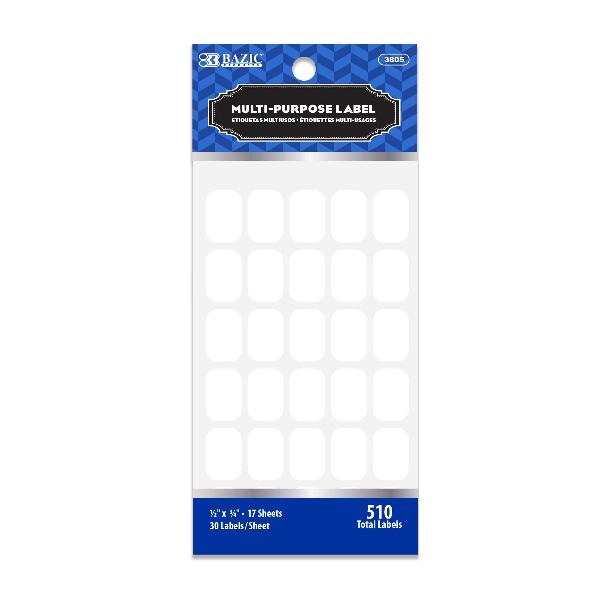 1/2" X 3/4" White Multipurpose Label (510/Pack)