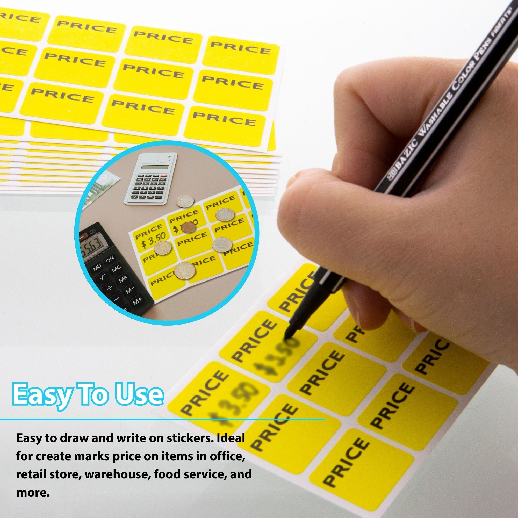 Yellow Price Mark Labels, 180 Pack