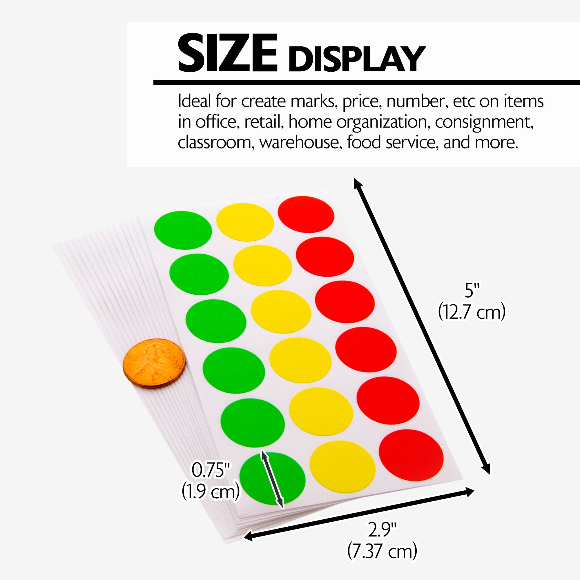 Assorted Color Round Color-Coding Labels, 306 Pack