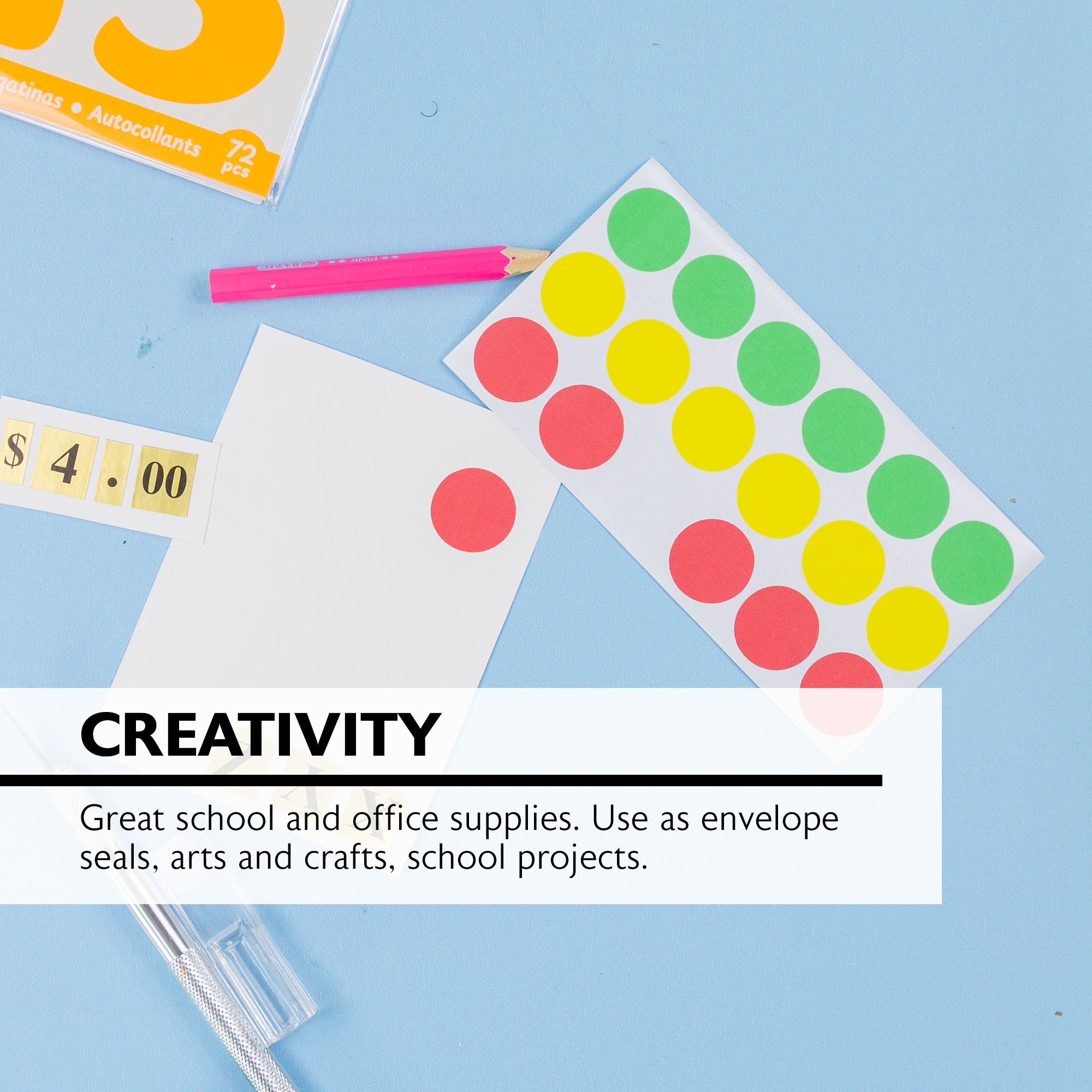 Assorted Color Round Color-Coding Labels, 306 Pack