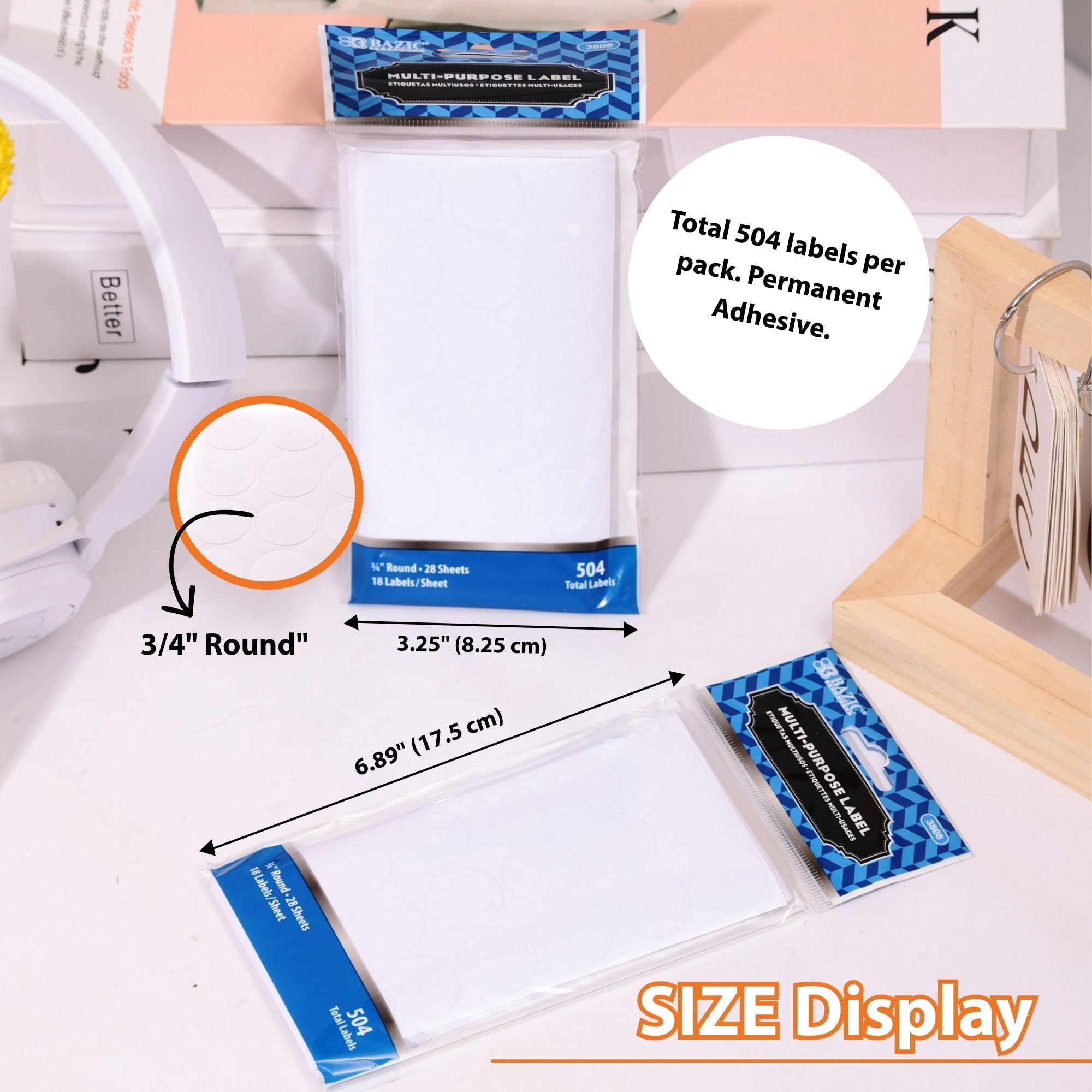 White 3/4" Round Label (504/Pack)