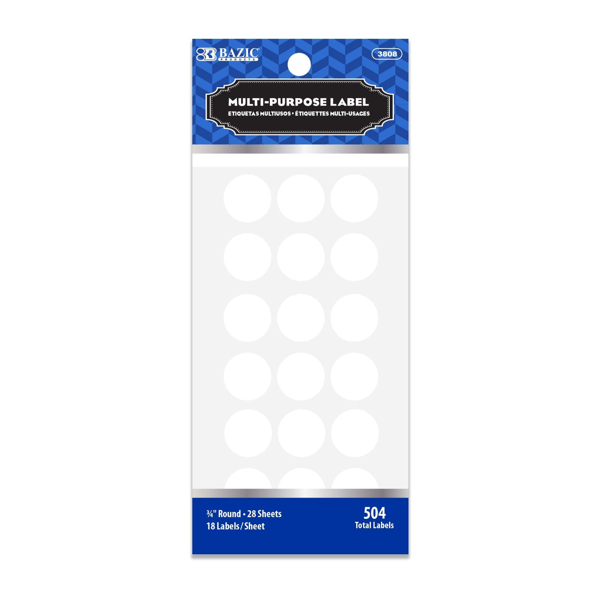 White Round Labels, 3/4 in