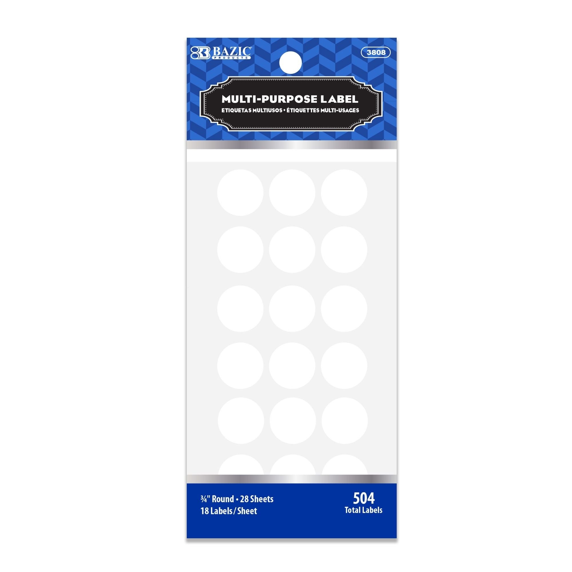 White 3/4" Round Label (504/Pack)
