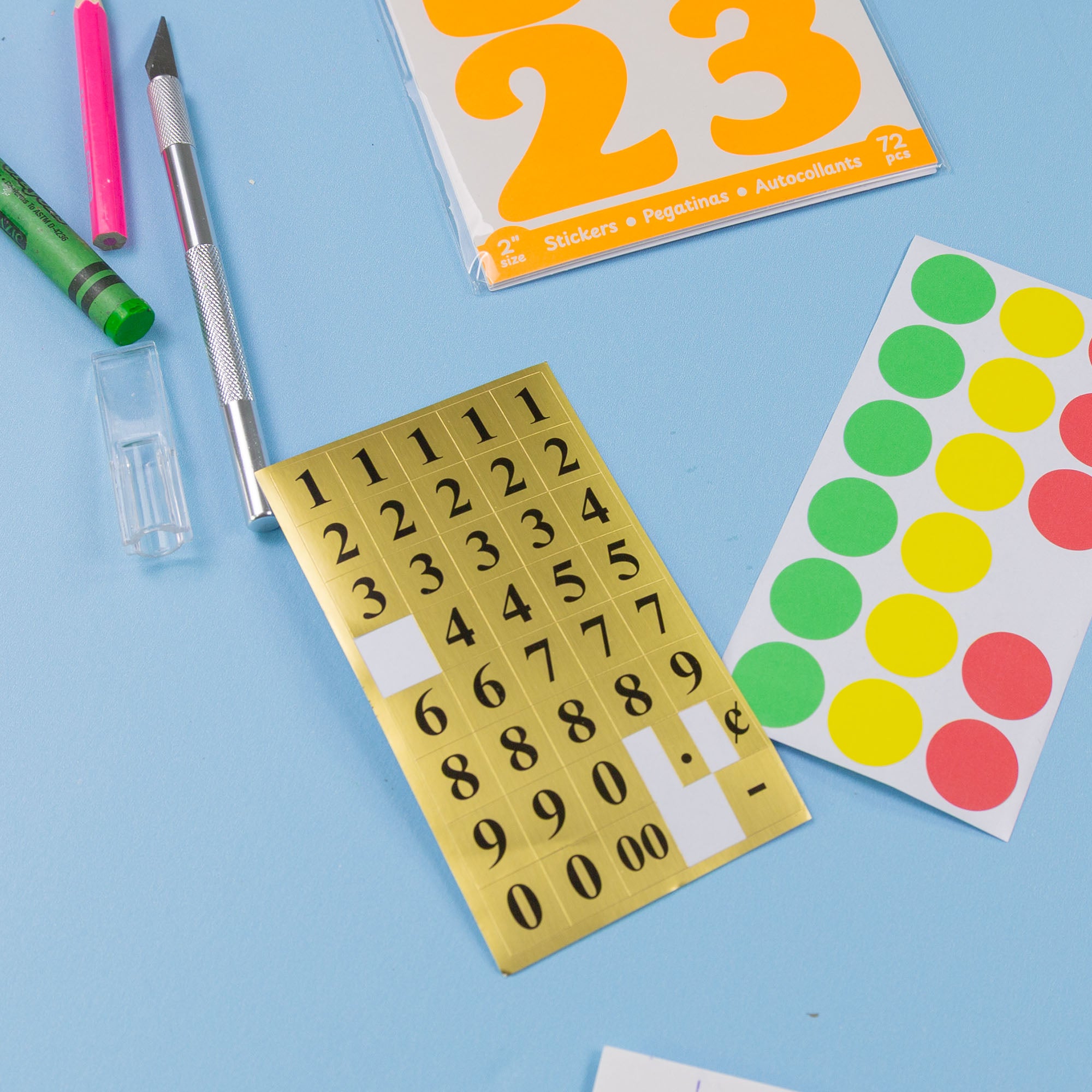 Gold Foil Number Stickers, 1/2 x 5/8 in, 378 Pack