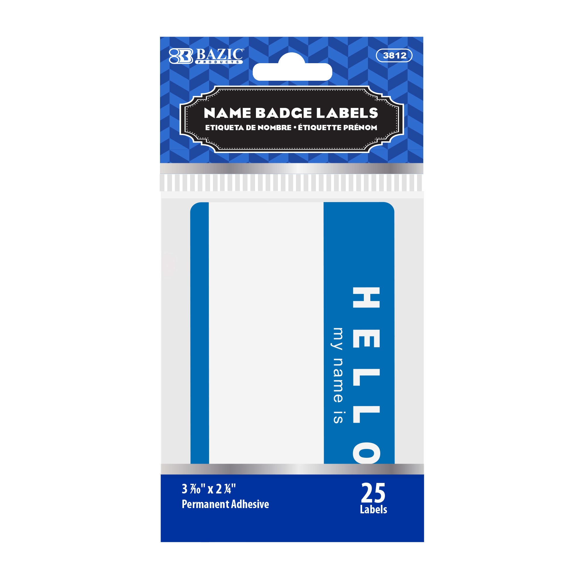 Name Tags, 3 7/10" x 2 0.25", 25 Labels, Permanent Adhesive