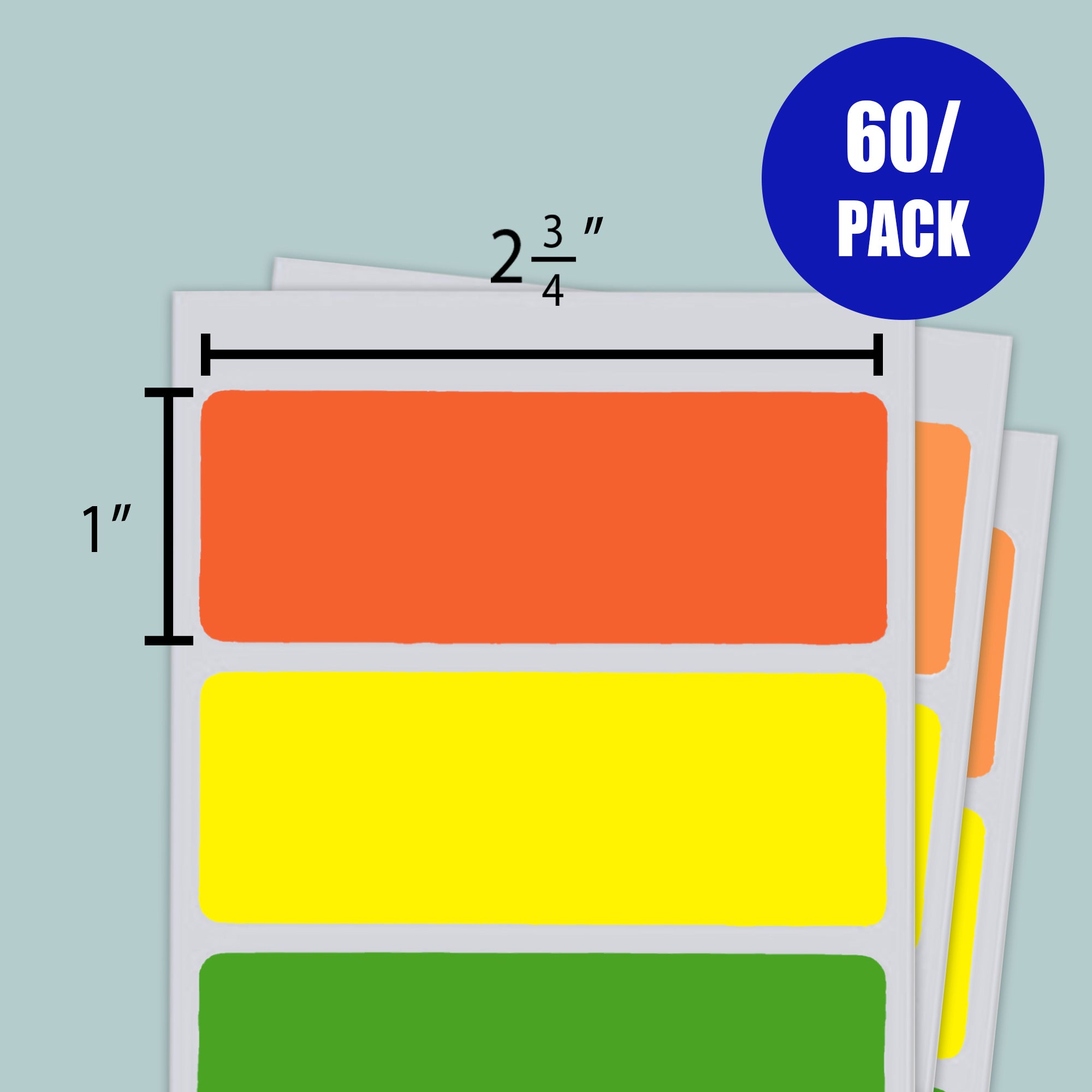 Fluorescent Multipurpose Labels, 60 Pack, 2 3/4 x 1 in