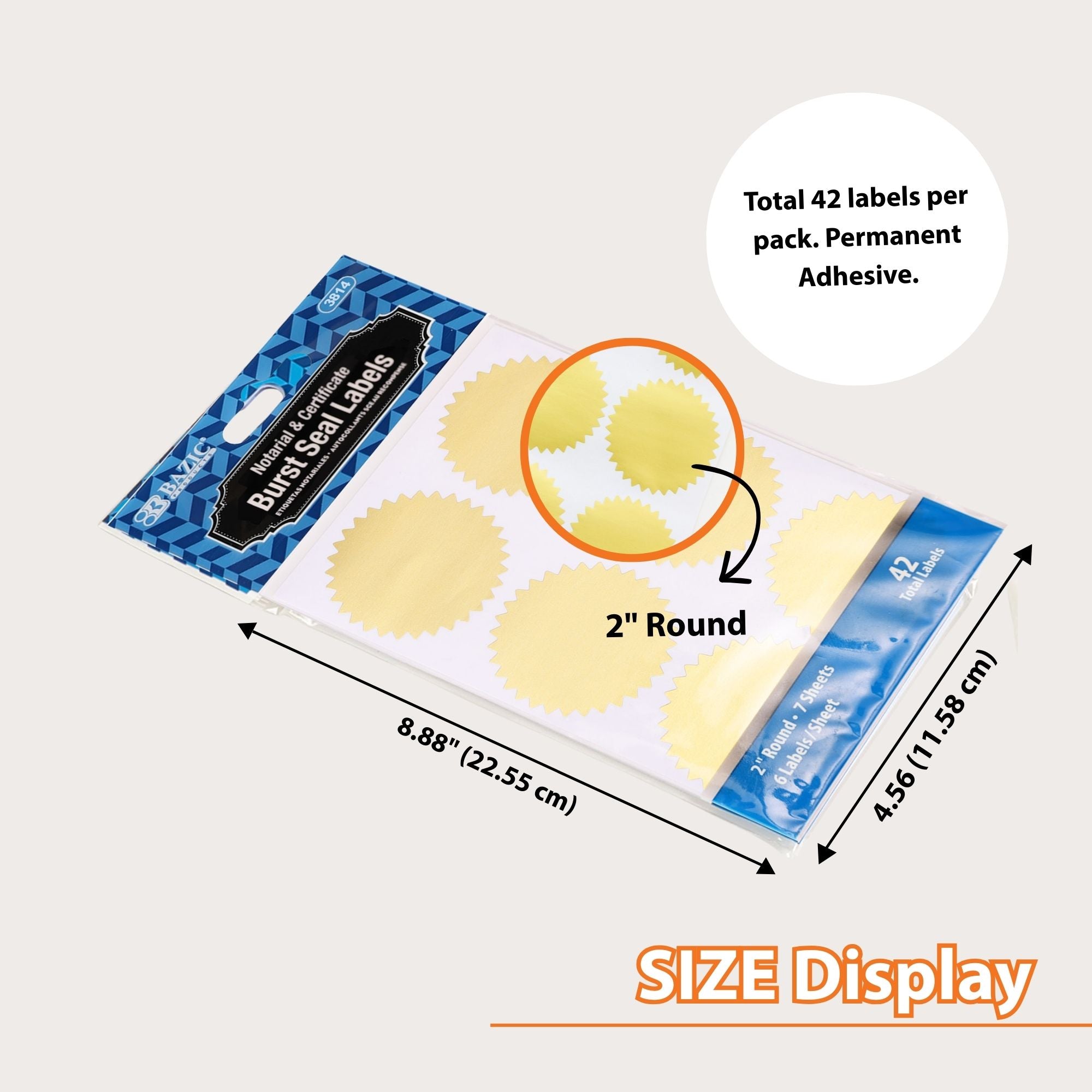 Gold Foil Seal Labels, 42 Notary Stickers, 2 Inch