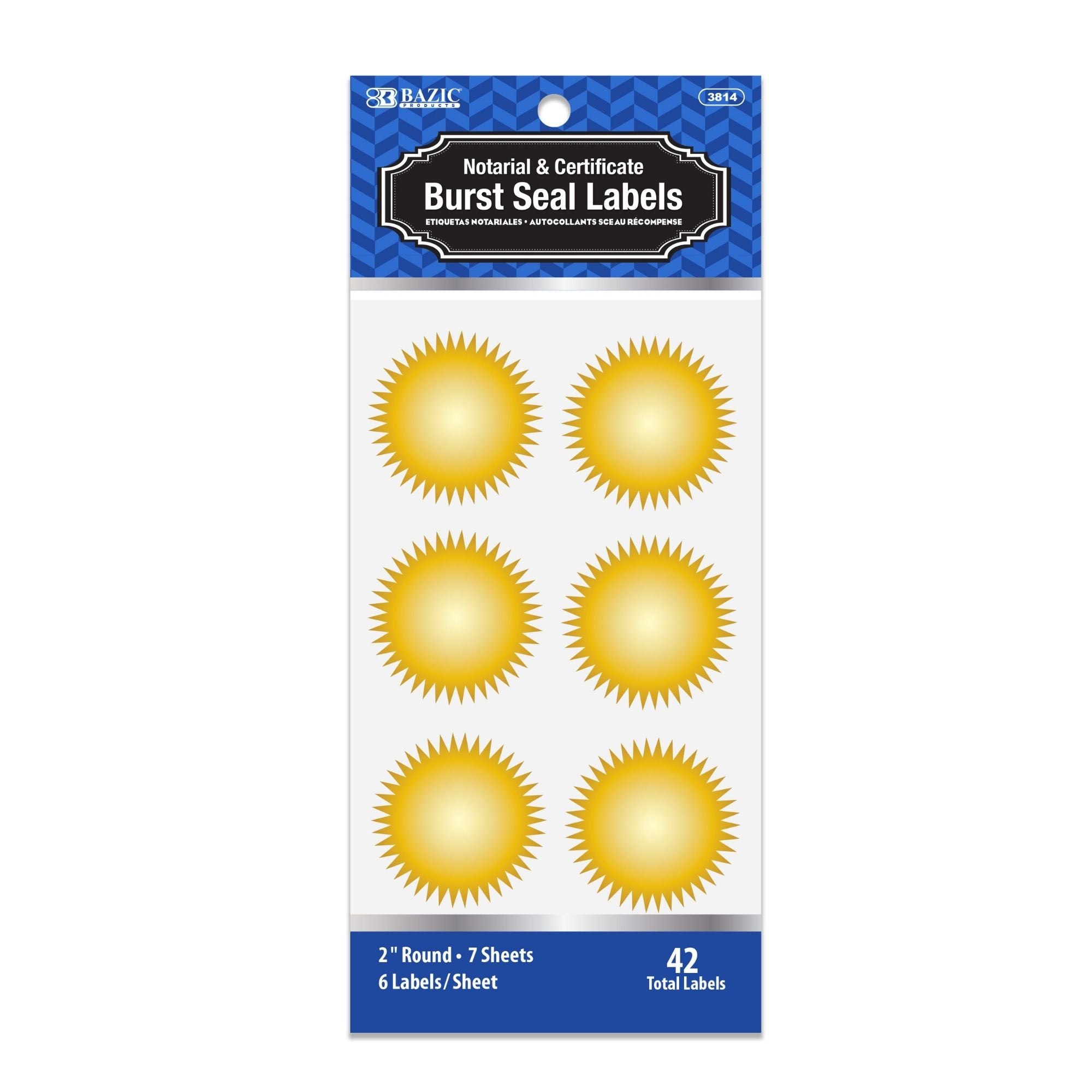 2" Gold Foil Notary/Certificate Seal Label (42/Pack)