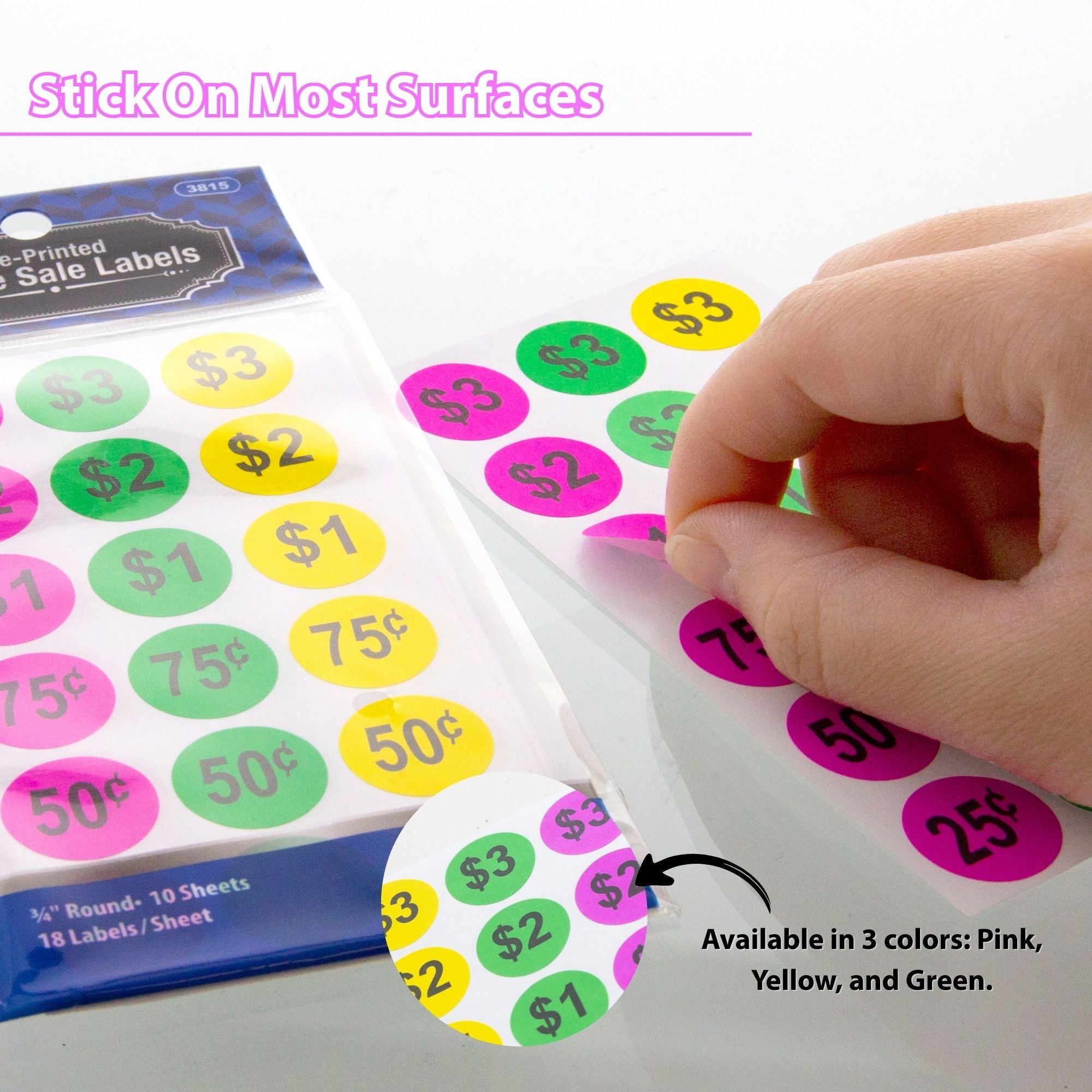 Garage Sale Price Labels, 180 Pack, 3/4 in round