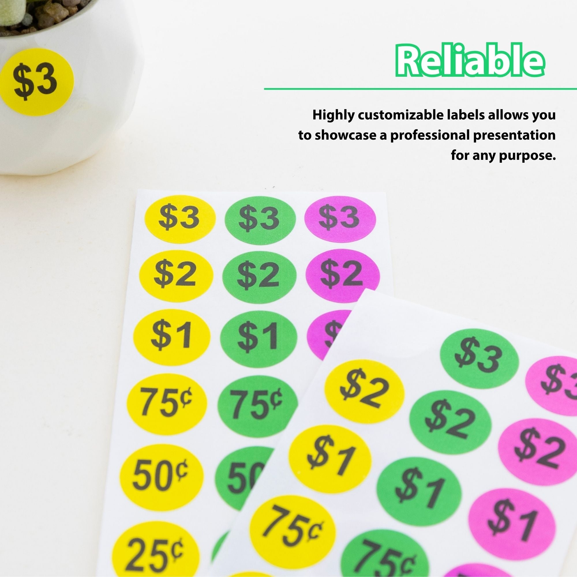 Garage Sale Price Labels, 180 Pack, 3/4 in round