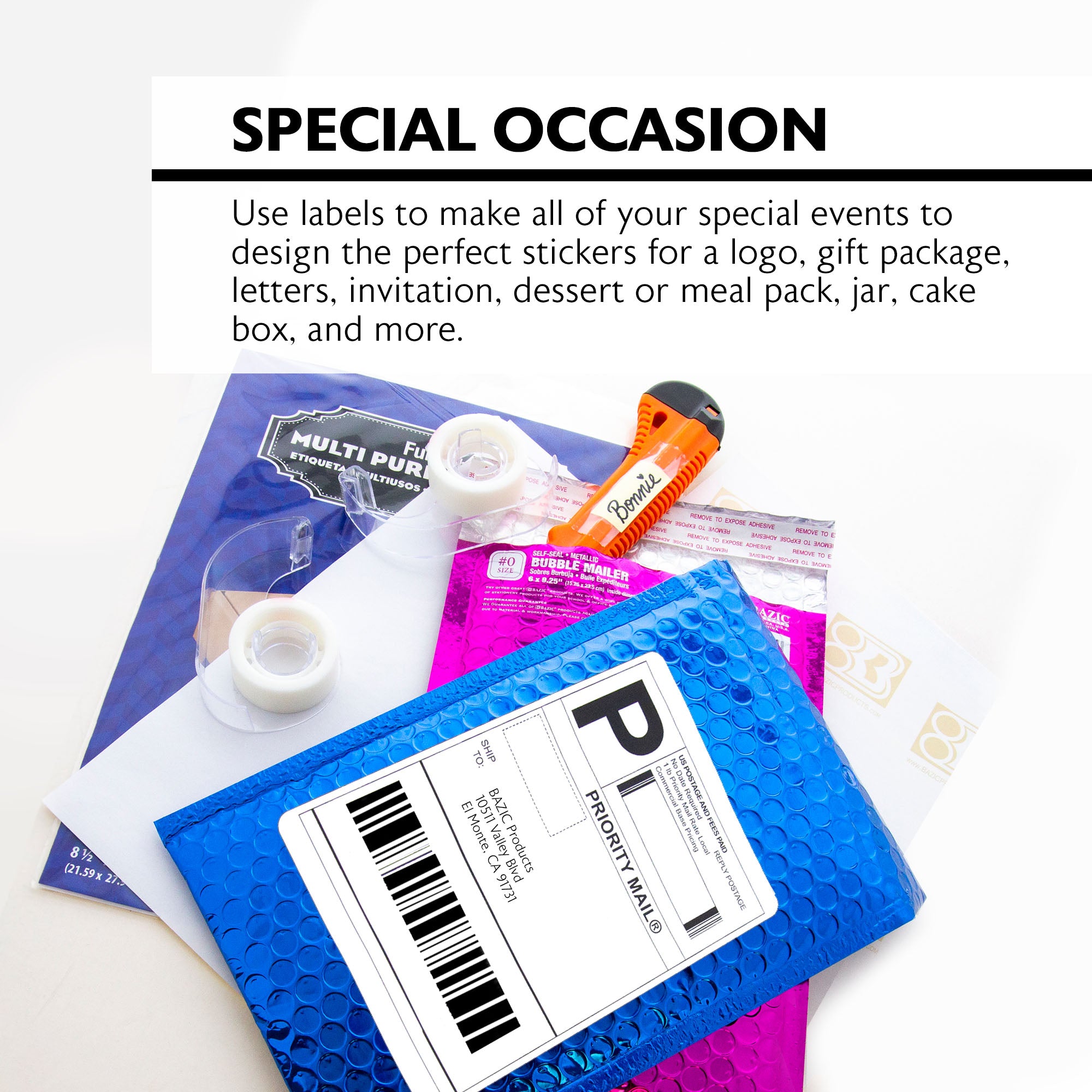 8.5" x 11" Full Sheet Multipurpose Labels, White, 10 Count