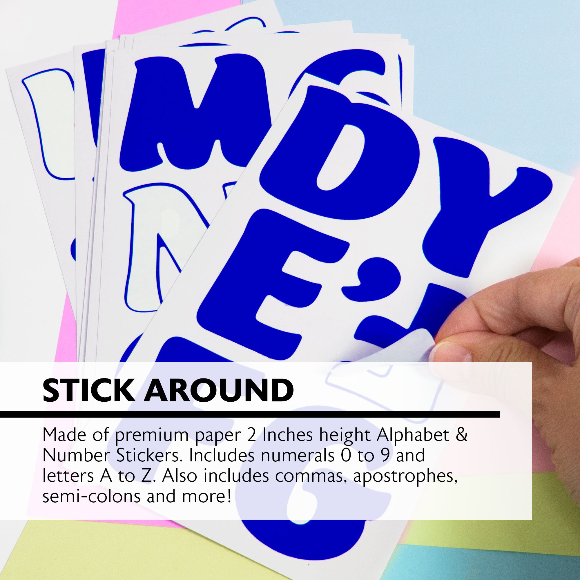 Assorted Alphabet and Number Stickers, 2 in, 72 Pack