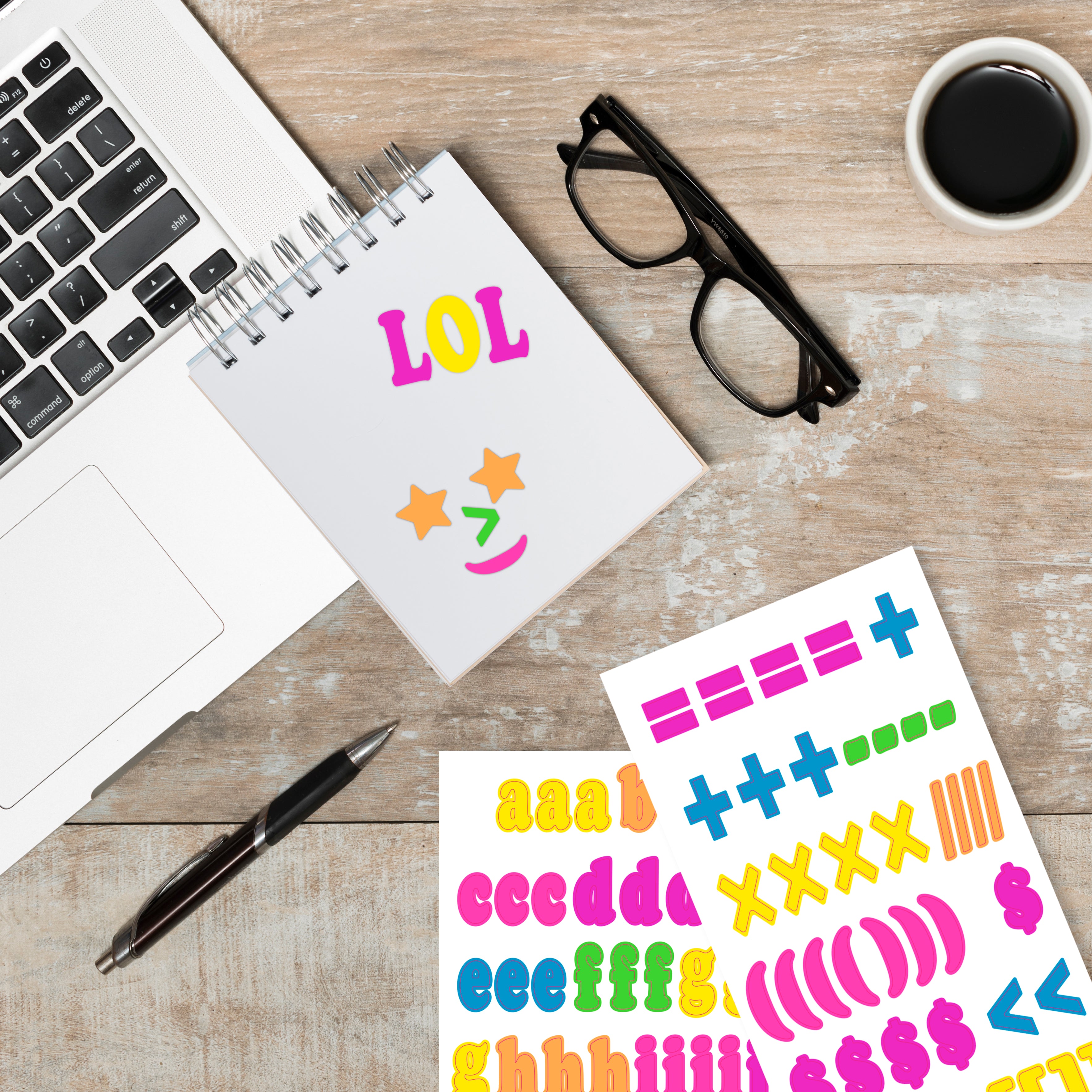 1" Multicolor Alphabet & Numbers Stickers (346/Pack)