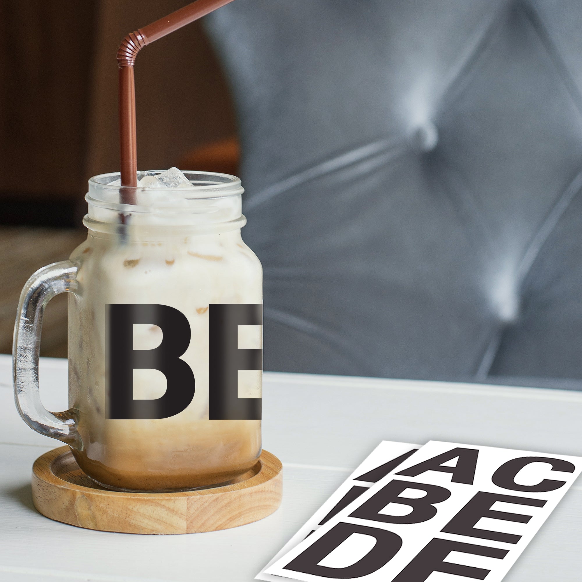 2" Black Color Alphabet & Numbers Stickers (72/Pack)